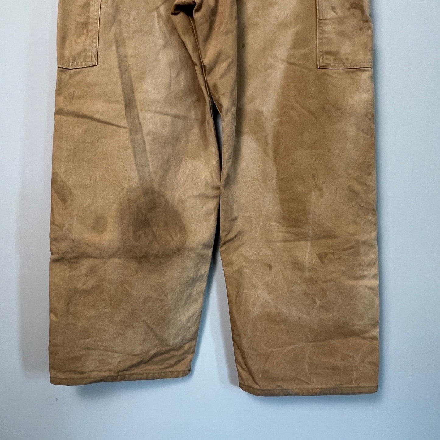 Carhartt Bib Overalls Mens 38x30 Brown Duck Canvas Double Knee Workwear R01 BRN