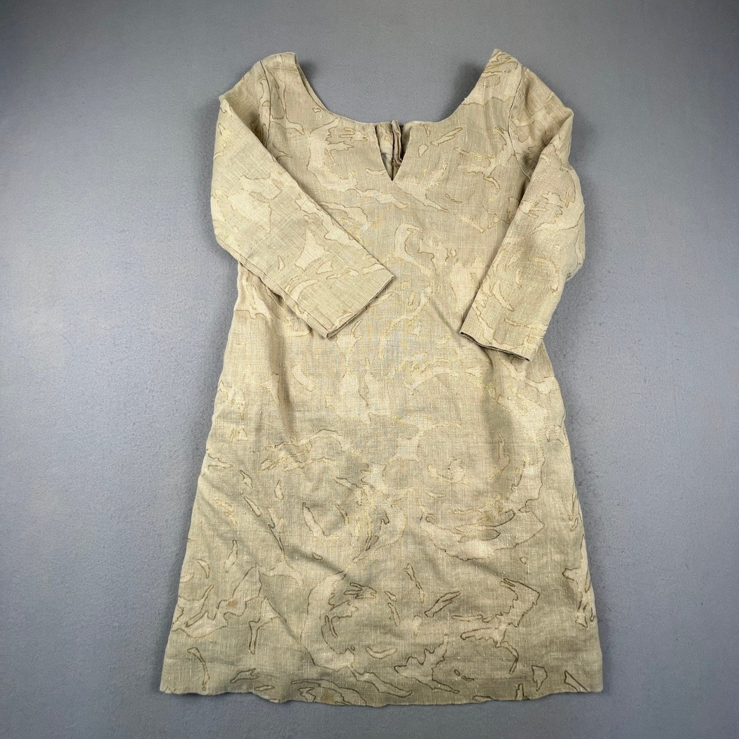 J.Crew Shift Dress Womens 4 Elegant Metallic Linen Silk Abstract Mini Sheath