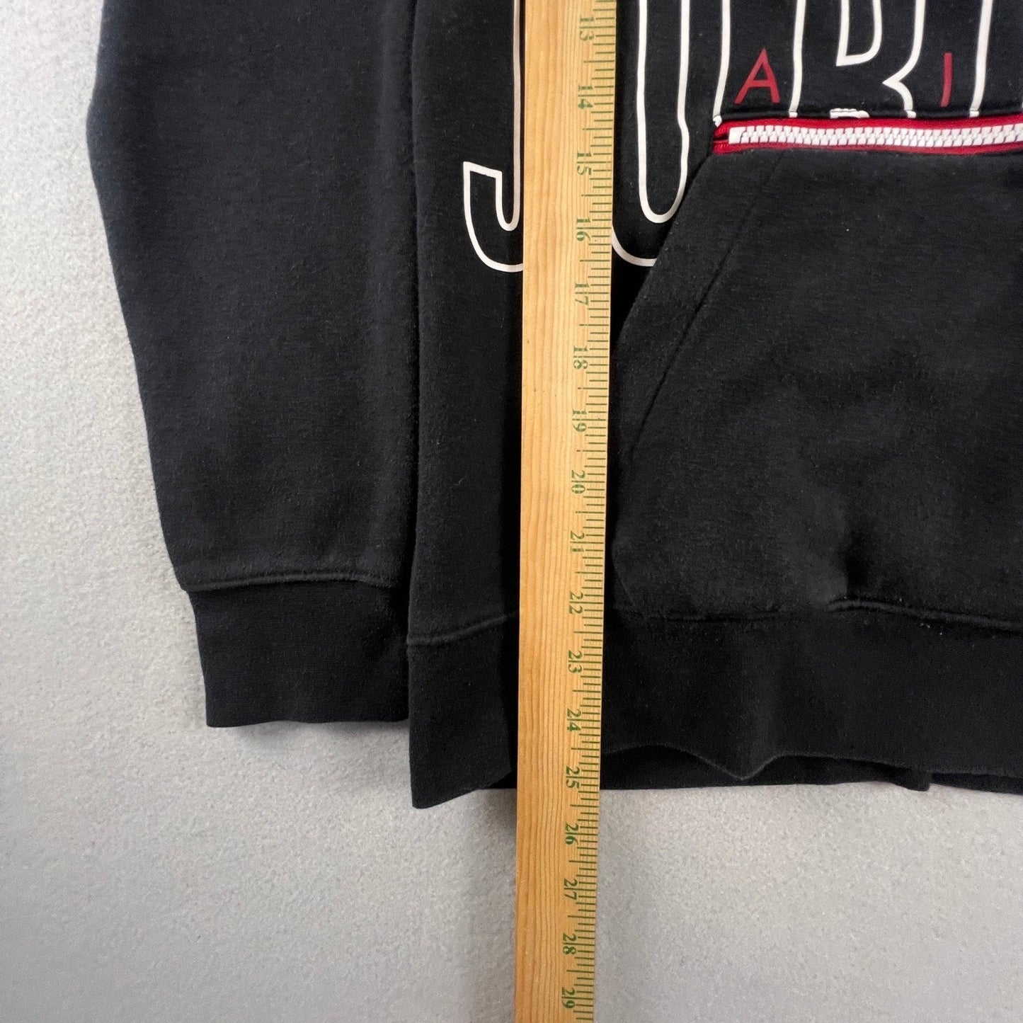 Jordan Hoodie Boys L Black Red Jumpman Graphic Zipper Pocket Fleece Pullover VTG