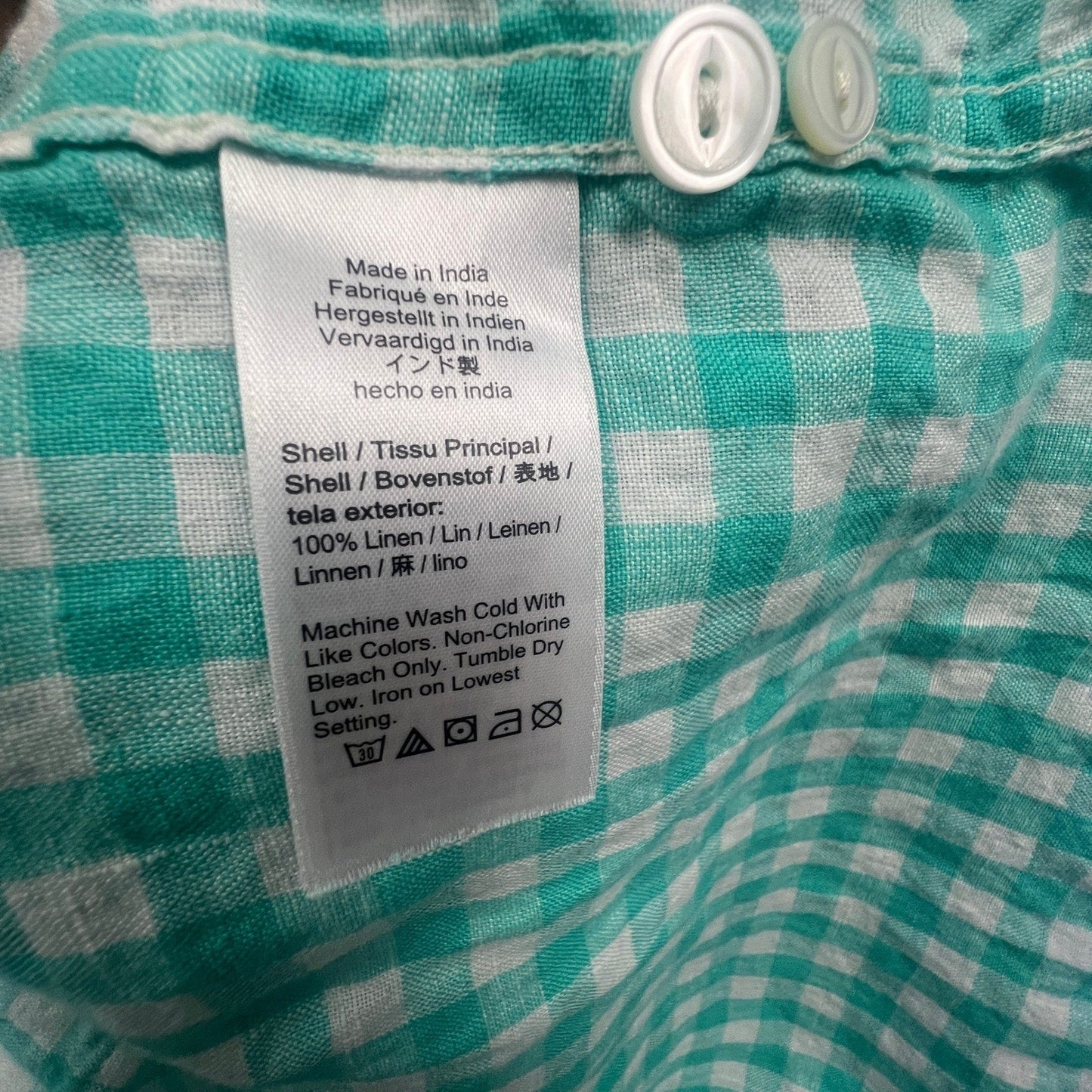 J.Crew Button Down Mens M Gingham Baird McNutt Irish Linen Classic Fit Shirt