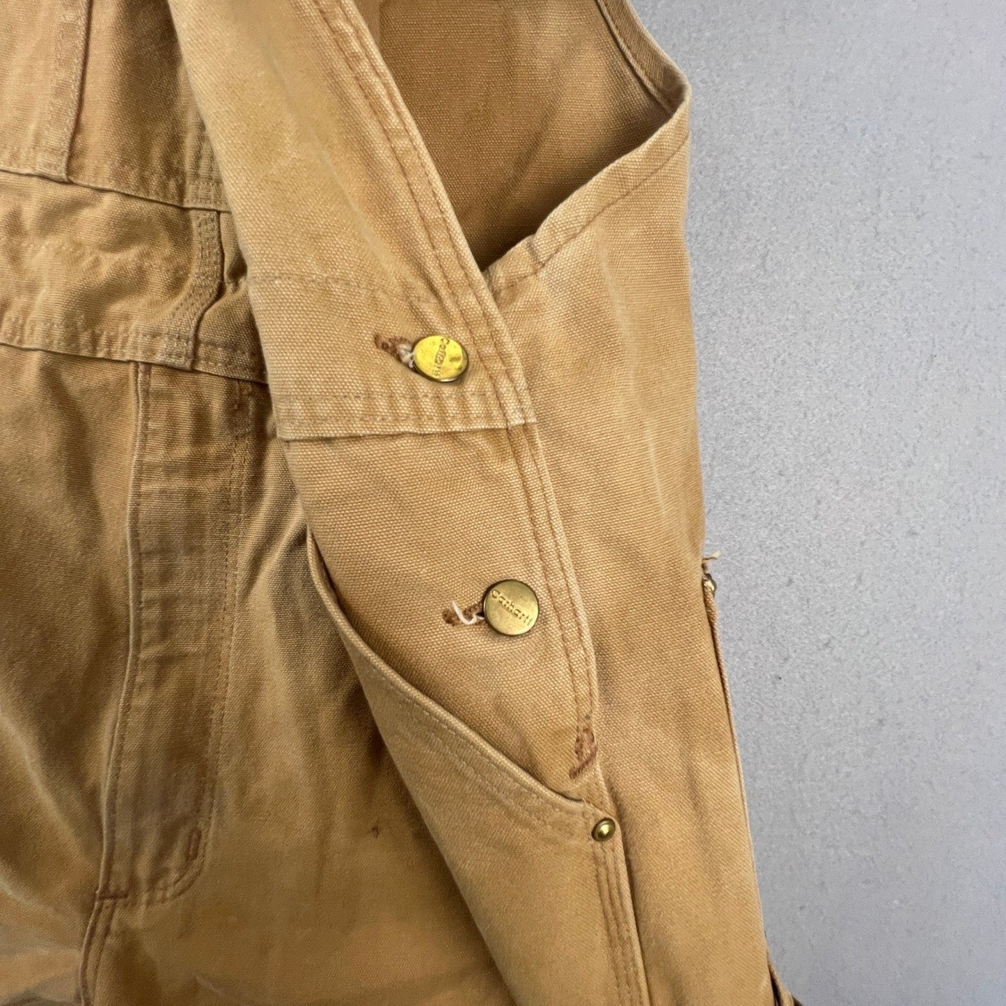 Carhartt Bib Overalls Mens 38x30 Brown R01 BRN Double Knee Workwear Distressed