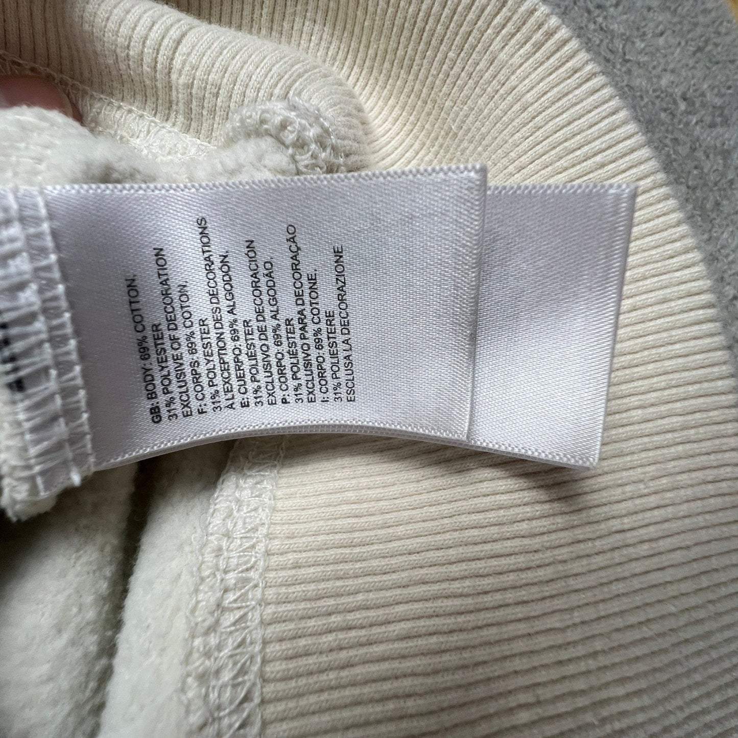 The North Face Mens Pullover Hoodie Medium Cream White Logo Sweatshirt Half Dome