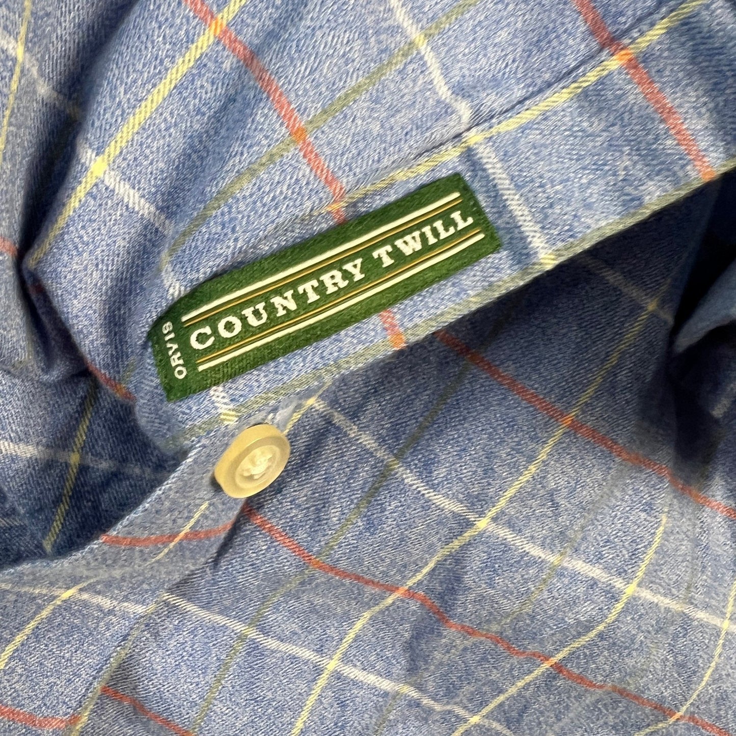 ORVIS Button Down Shirt Men's Large Country Twill Classic Fit Plaid 100 % Cotton