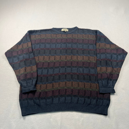 VTG San Mateo Island Sweater Mens XXL Geometric Knit 90s Coogi Style Retro