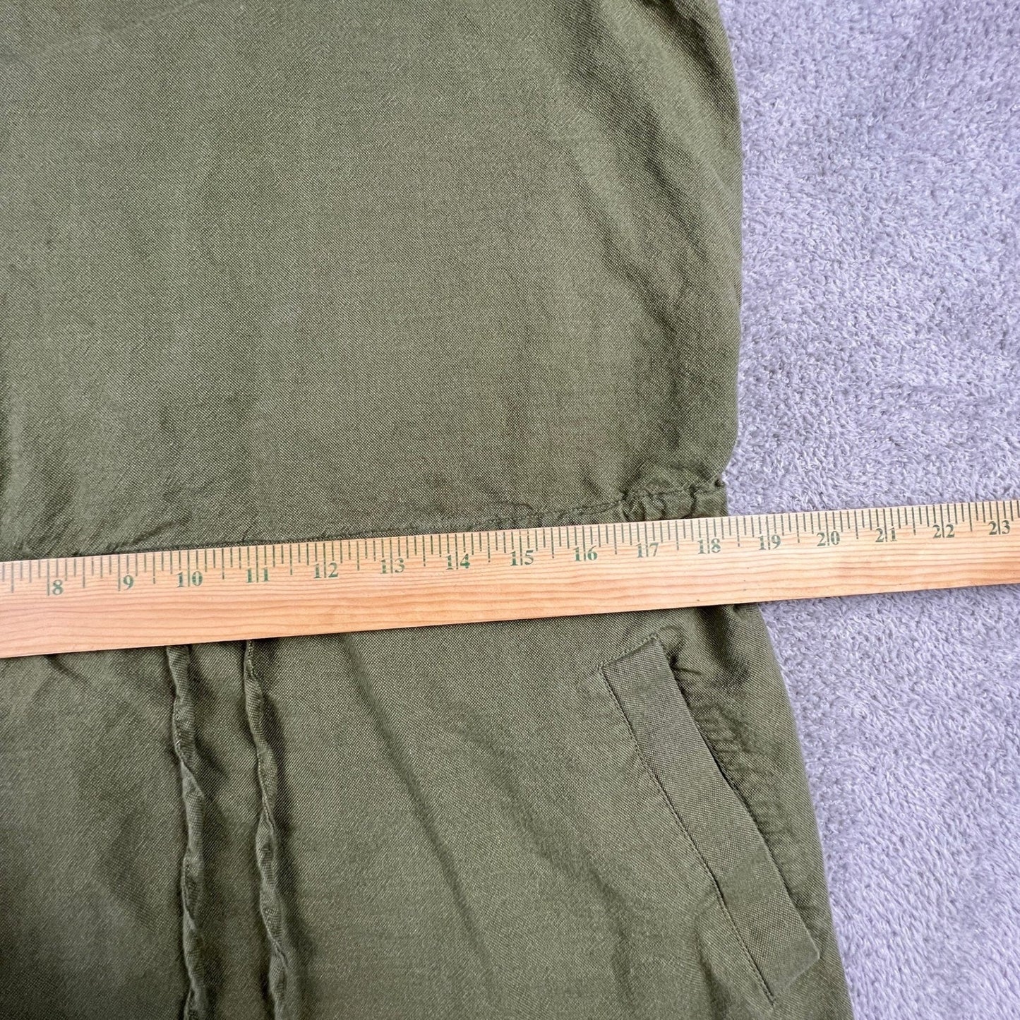 Eileen Fisher Organic Cotton Dress Small Olive Green Minimalist Classic Summer