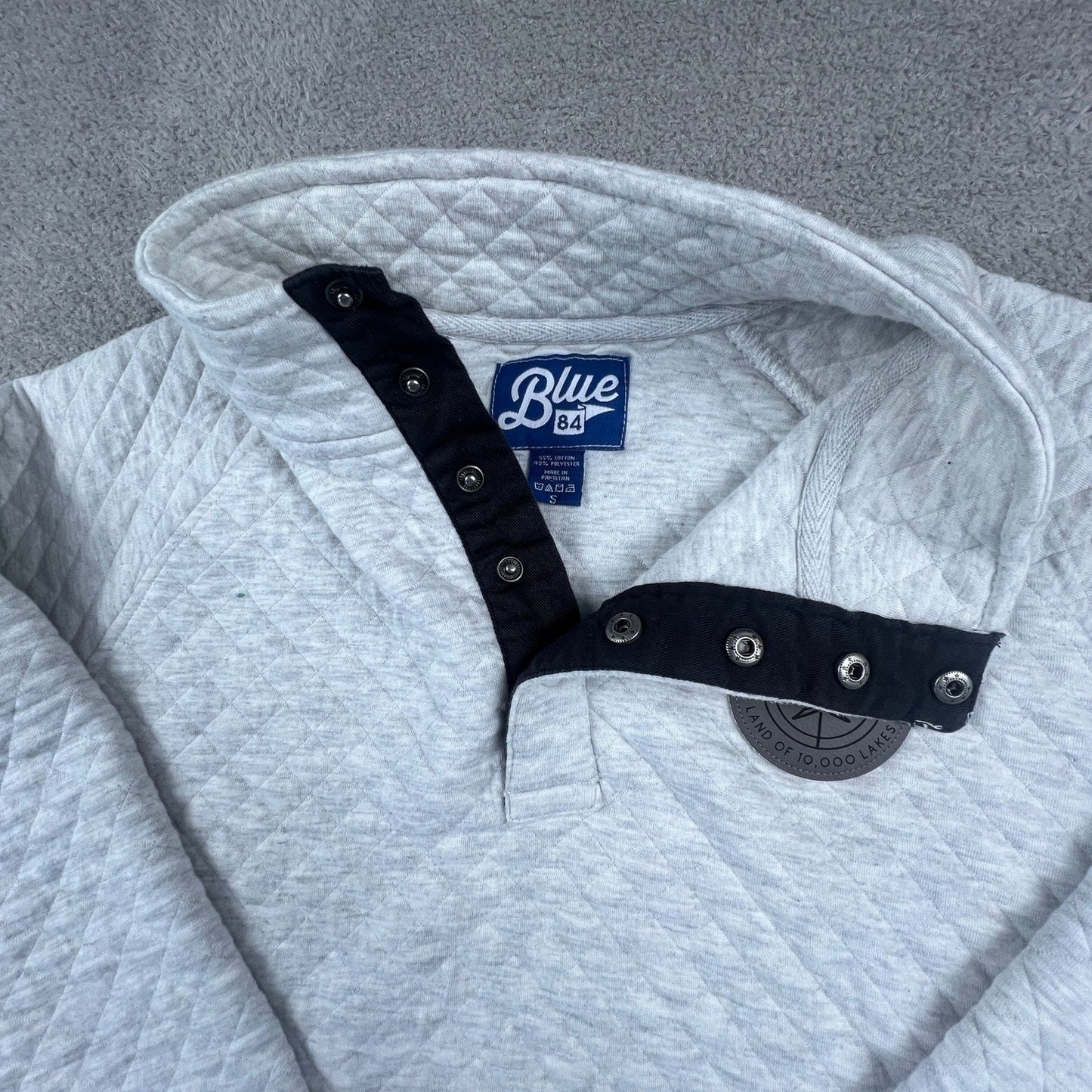 Blue 84 Quilted Pullover Mens Small Grey Minnesota True North Snap Sweatshirt