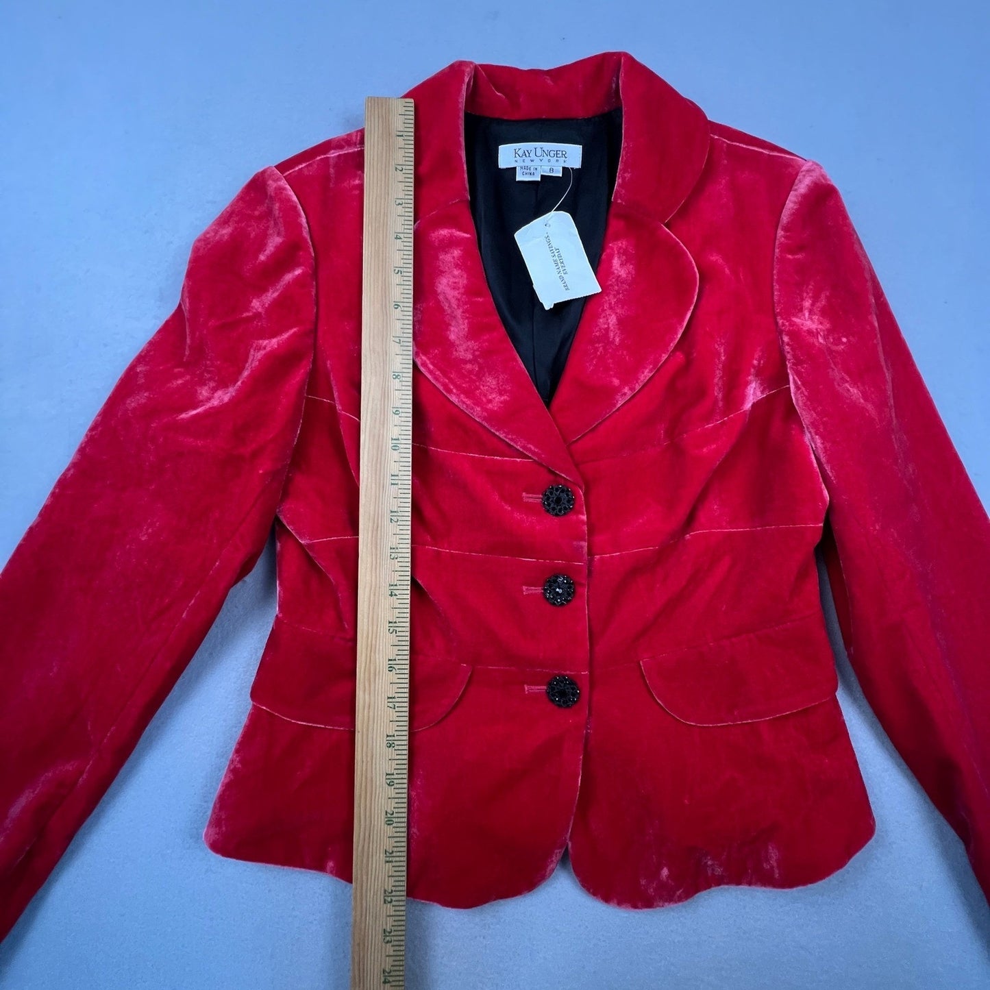 NWT VTG Kay Unger Velvet Blazer Women 8 Red Ornate Holiday Formal Jacket
