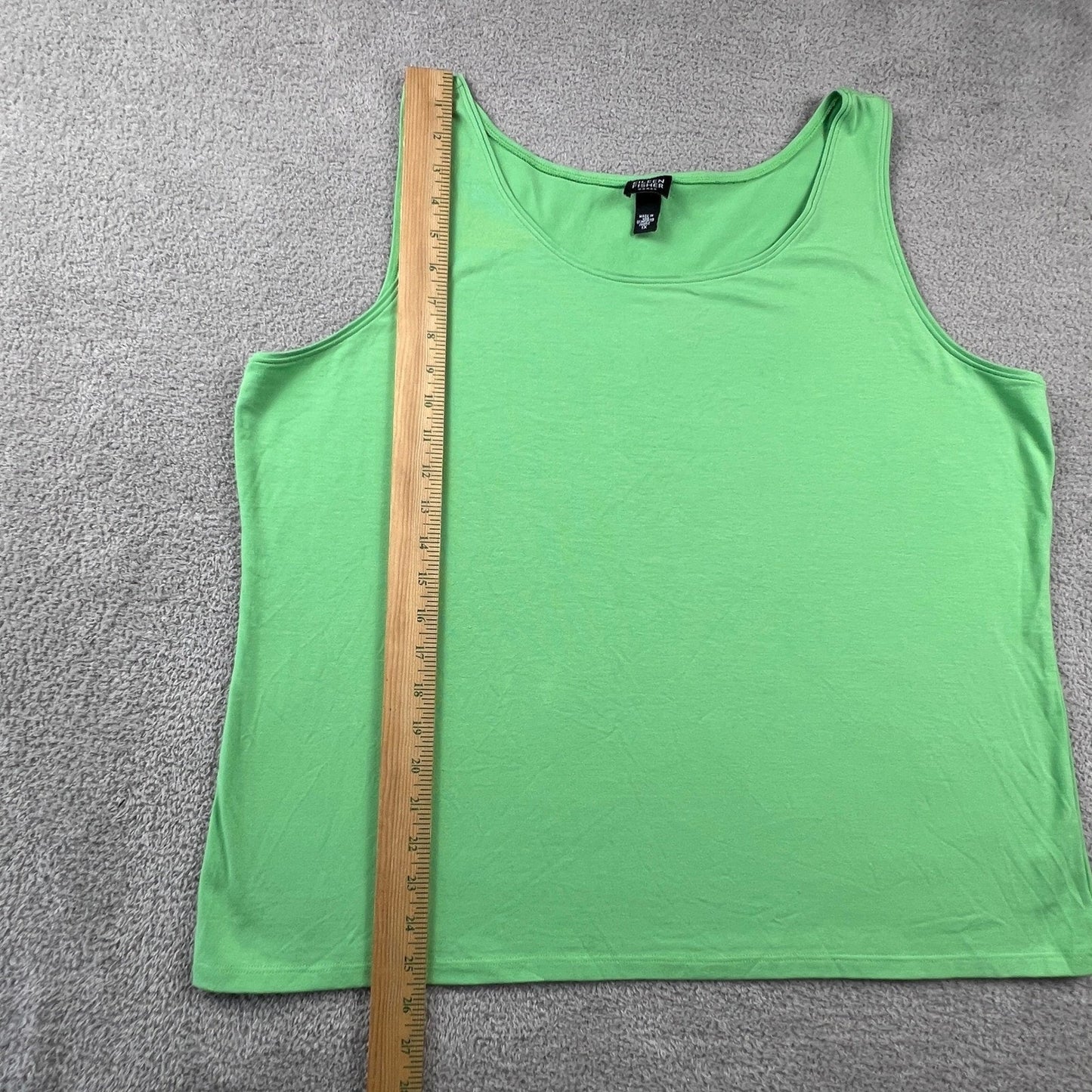 Eileen Fisher Tank Top Women 1X Green Excellent Cotton Lycra Scoop Neck