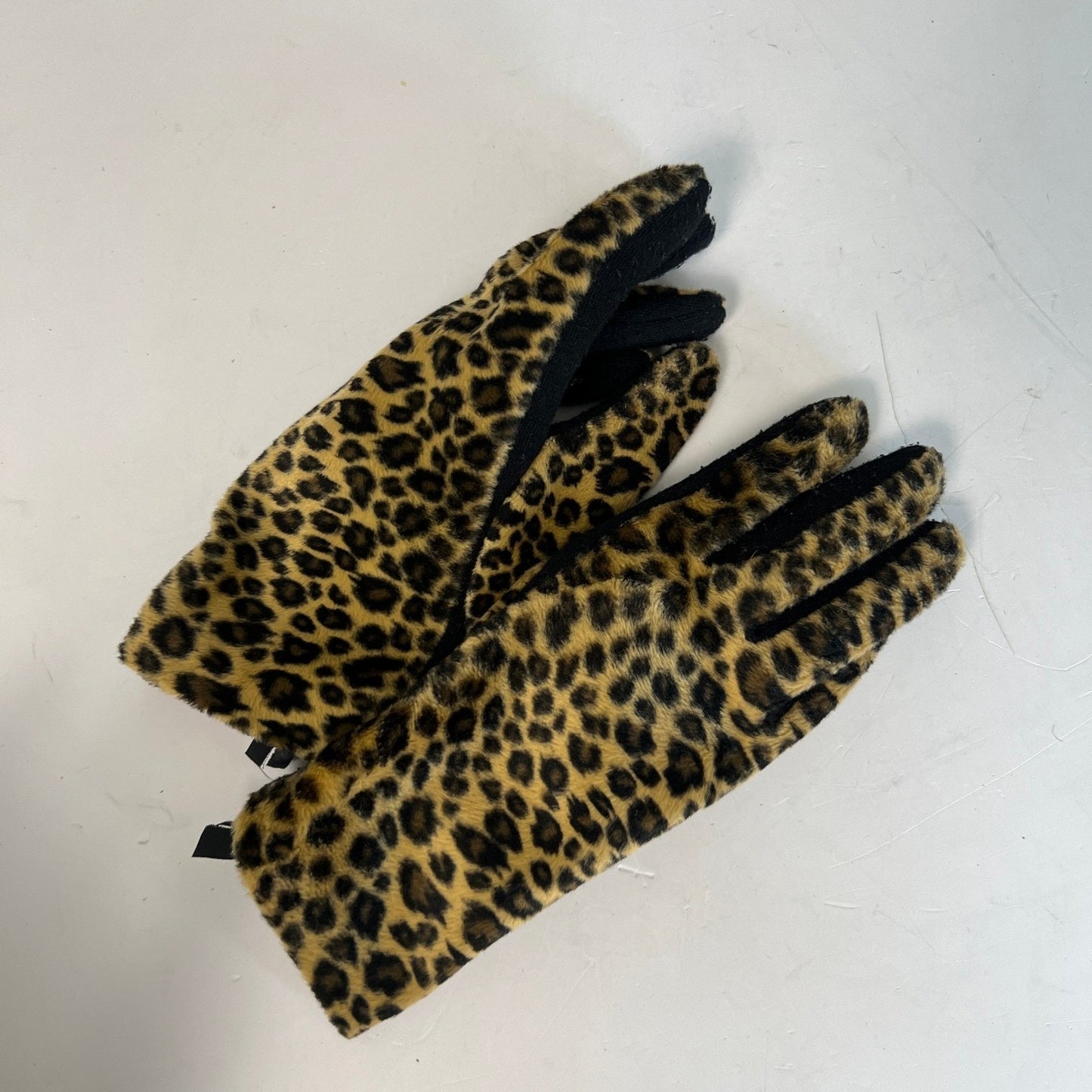 Classy Leopard Faux Fur Gloves Womens OS Brown Animal Print Winter Chic