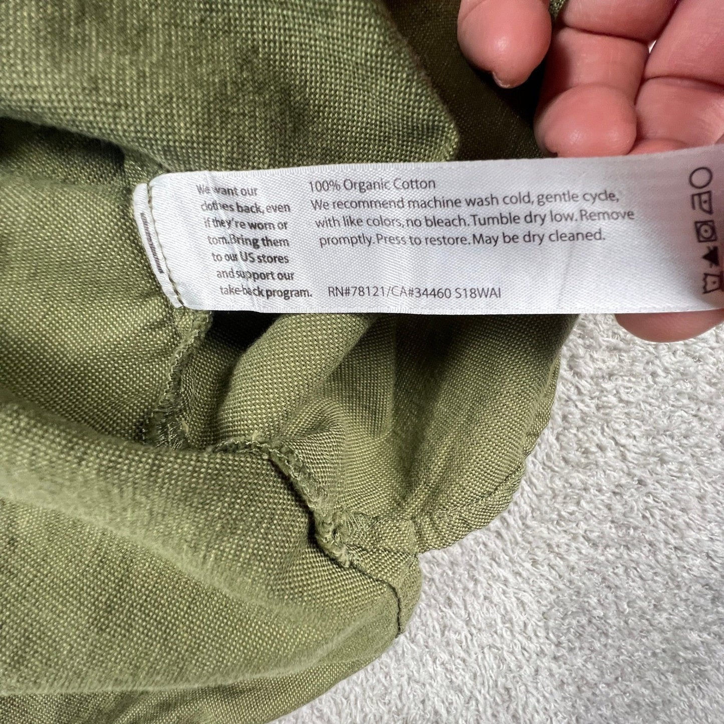 Eileen Fisher Organic Cotton Dress Small Olive Green Minimalist Classic Summer