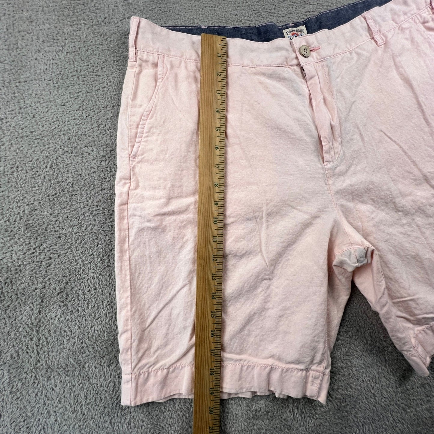 Faherty Linen Cotton Shorts Mens 36 Pink Flat Front Casual Summer Beach Coastal