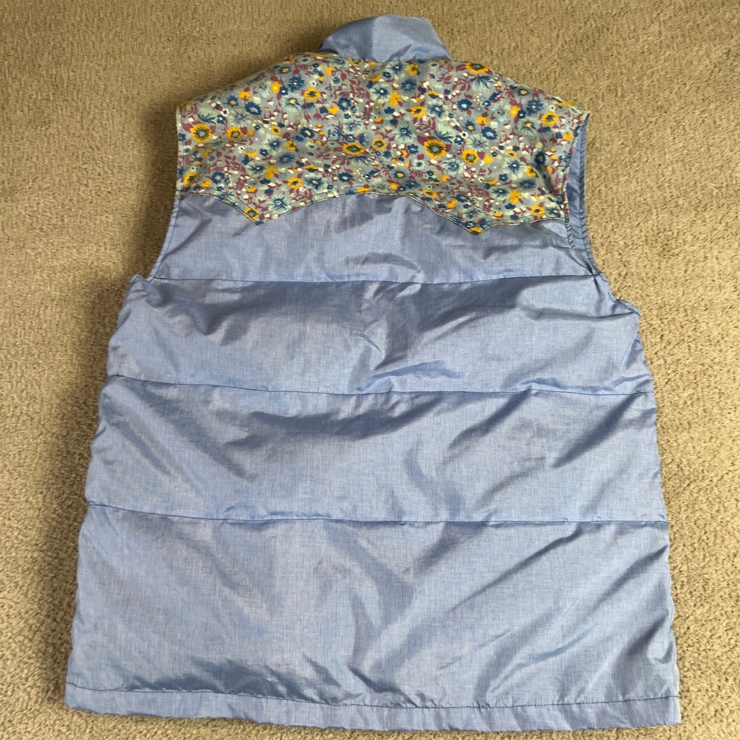Vintage Frostline Puffer Vest Womens S Blue Floral Western Yoke