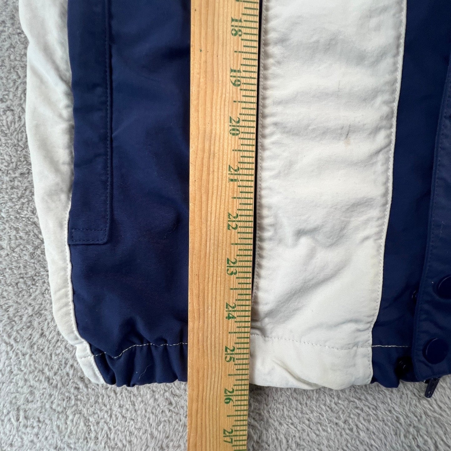 Adidas Windbreaker Jacket Mens Medium Cream Navy Blue Colorblock Trefoil Sporty