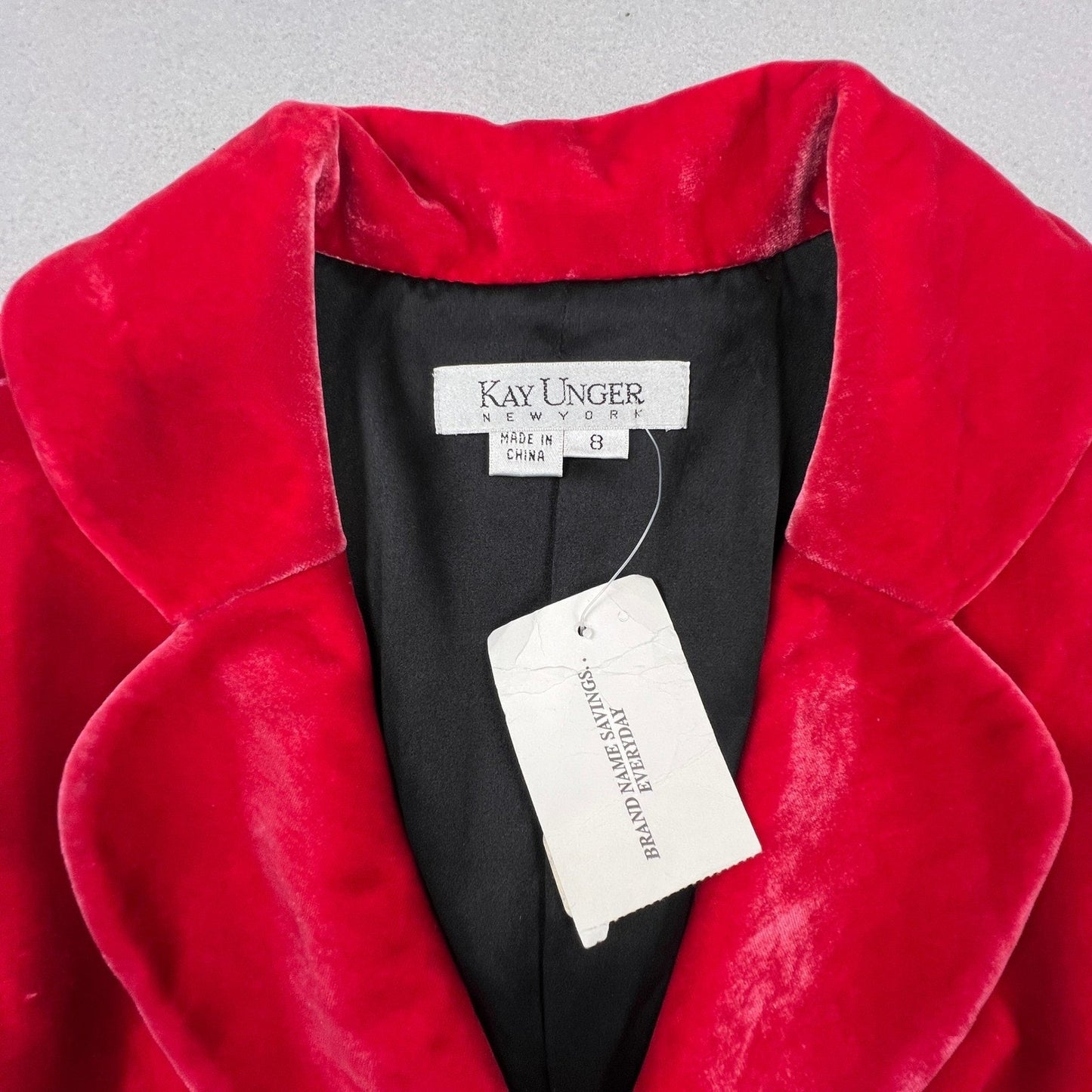 NWT VTG Kay Unger Velvet Blazer Women 8 Red Ornate Holiday Formal Jacket