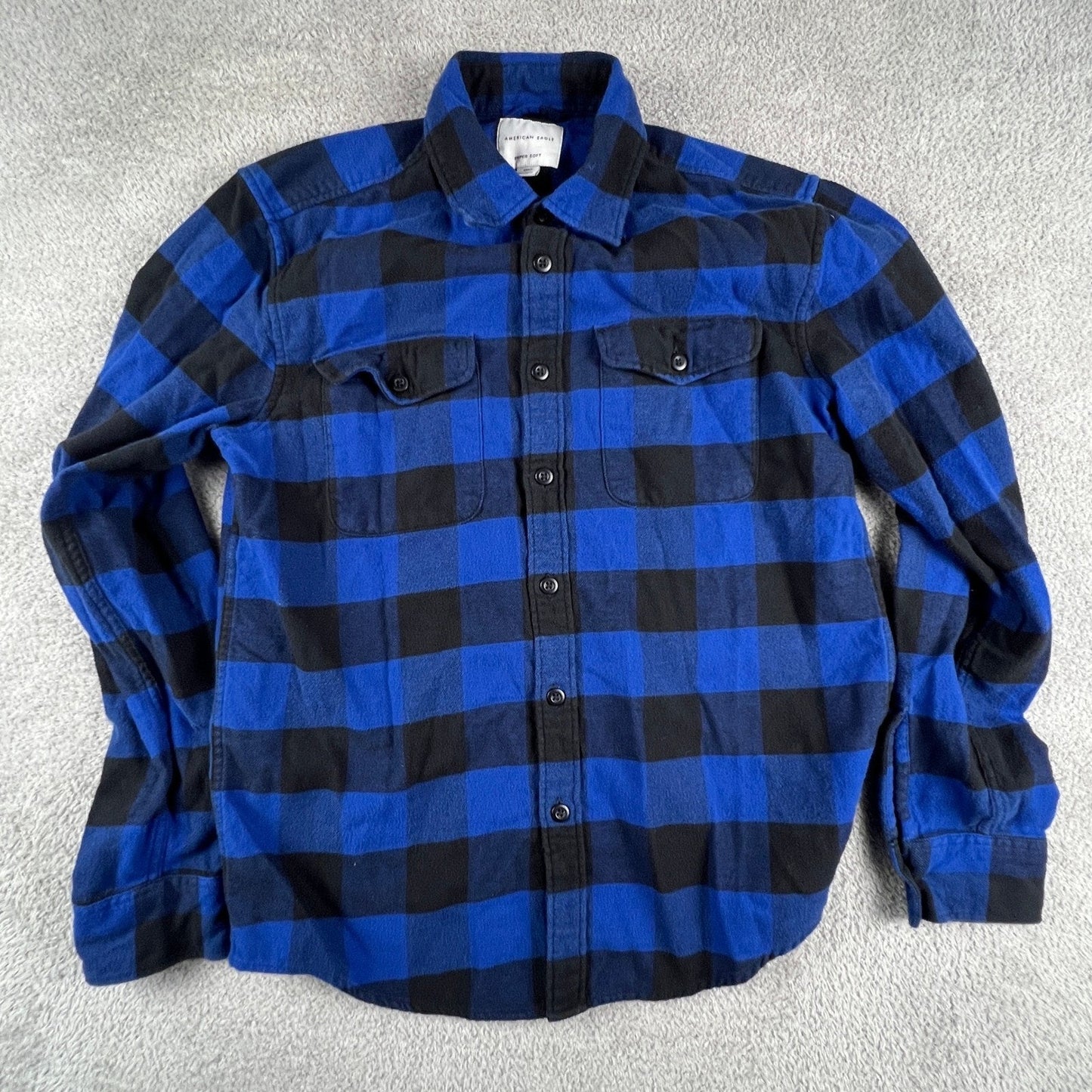 100% Cotton Flannel Shirt Mens Small Buffalo Plaid Super Soft American Eagle