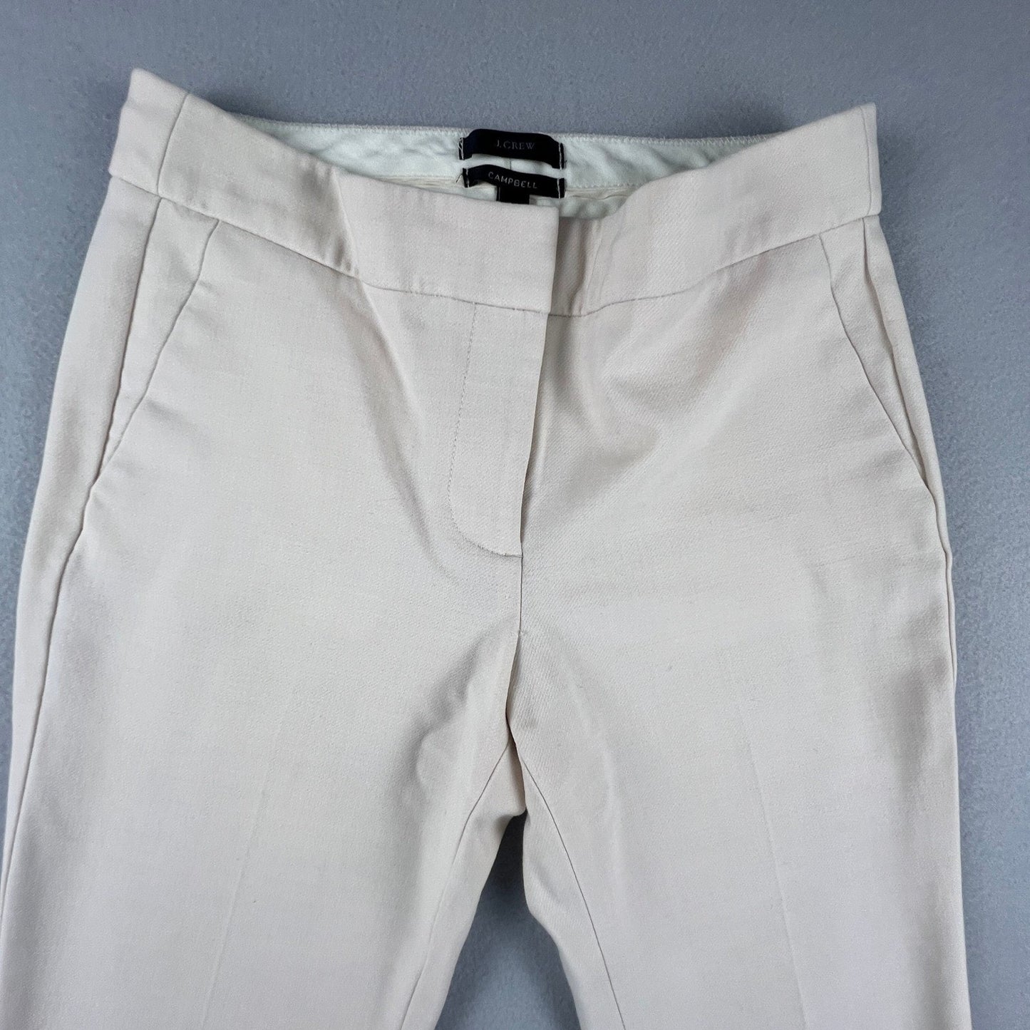 J.Crew Campbell Dress Pants Womens 2 Beige Wool Blend Tailored Career Trousers