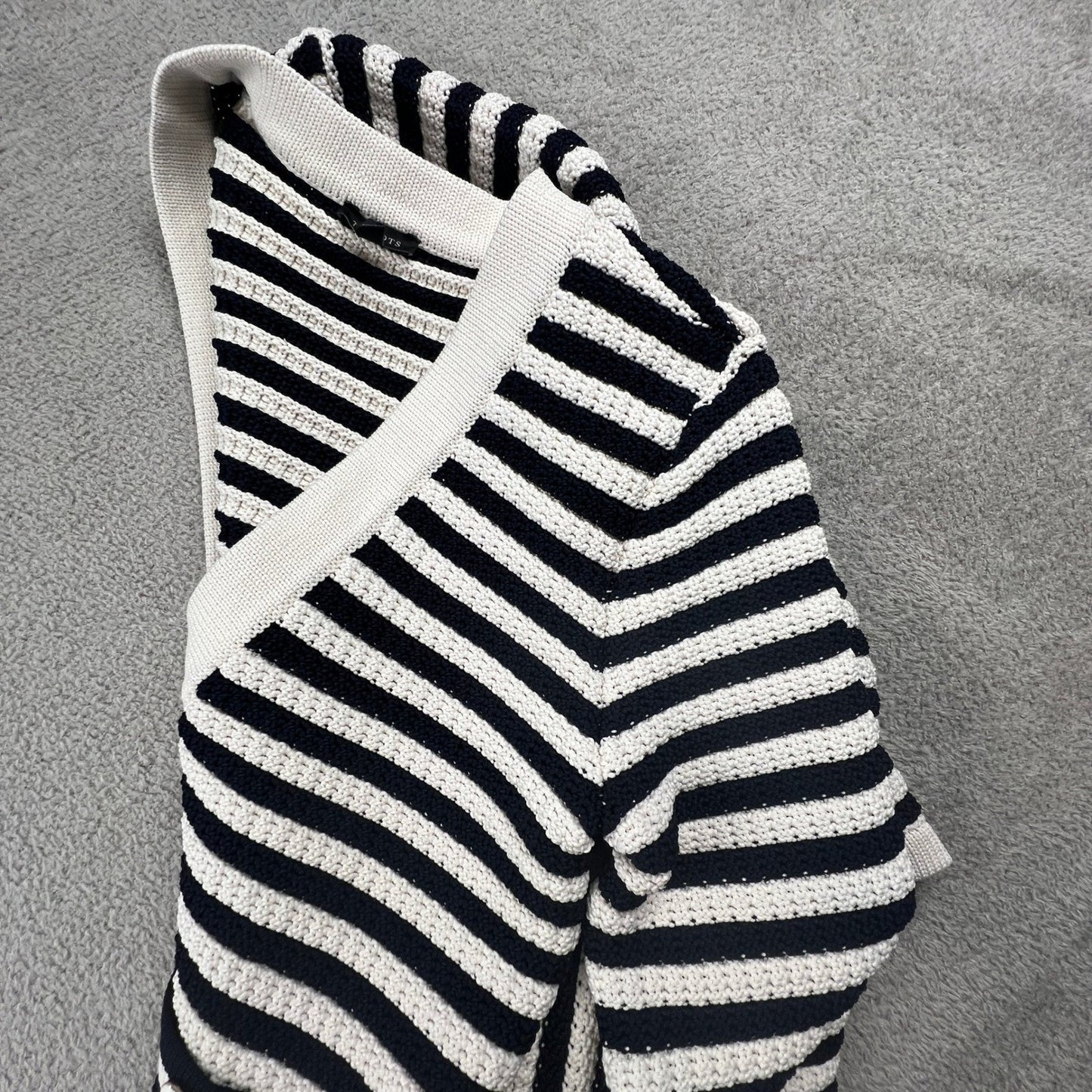 Sailor Chic Nautical Chunky Knit Striped V-Neck Sweater Talbot's Women's Medium
