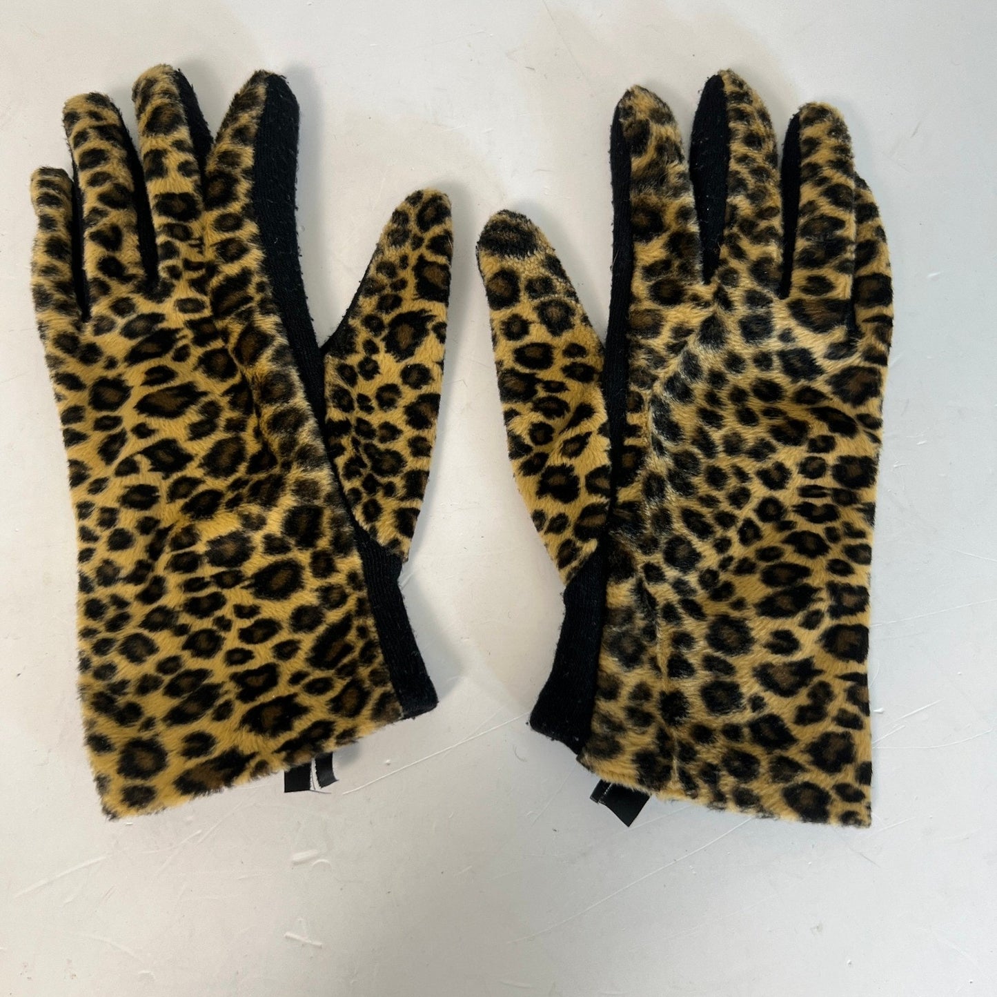 Classy Leopard Faux Fur Gloves Womens OS Brown Animal Print Winter Chic