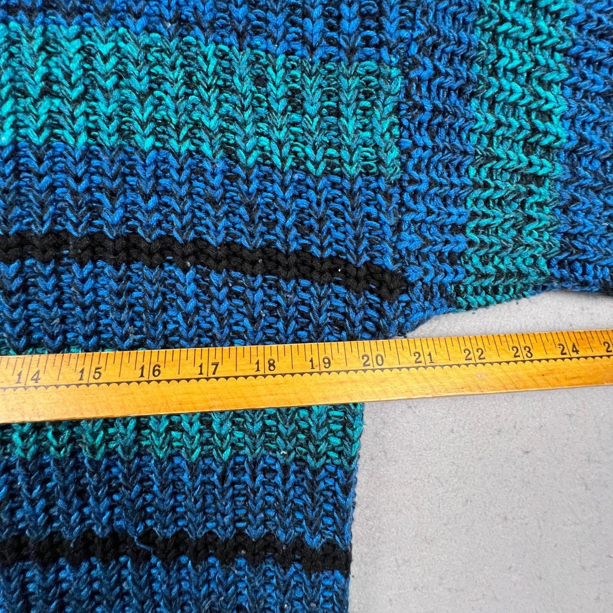 Credentials Striped Sweater Womens Large Blue Teal Black Vintage Knit Retro 90s