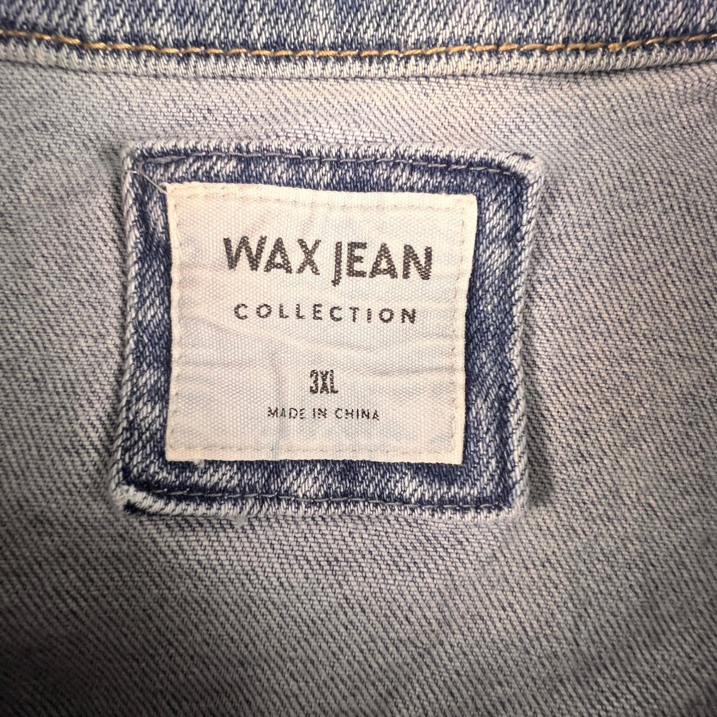 Wax Jean Denim Vest Women 3XL Blue Distressed Cropped Jean Jacket Sleeveless