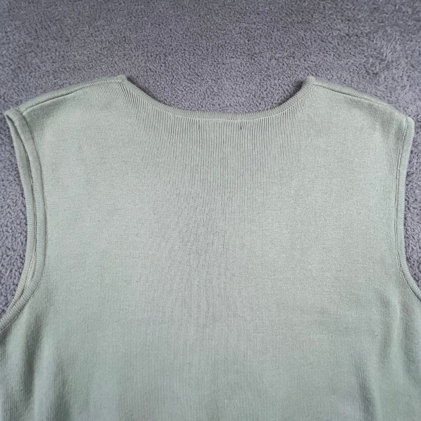Talbots Sweater Vest Womens XL Green 100% Cotton Ribbed Knit Minimalist Classic