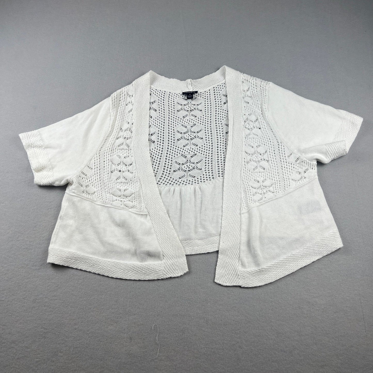 Torrid Cardigan Sweater Womens 1 White Pointelle Crochet Open Front Shrug Boho