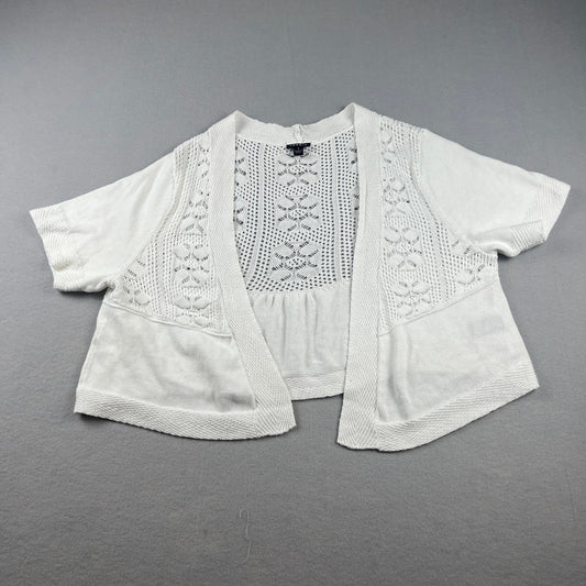 Torrid Cardigan Sweater Womens 1 White Pointelle Crochet Open Front Shrug Boho