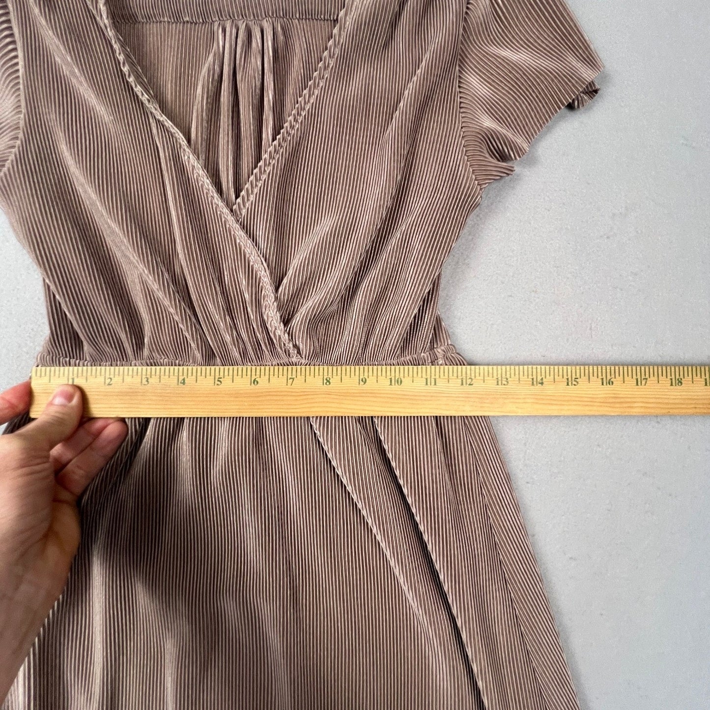 Baltic Born Maxi Dress Women S Taupe Pleated Wrap V-Neck Formal Gown Bridal