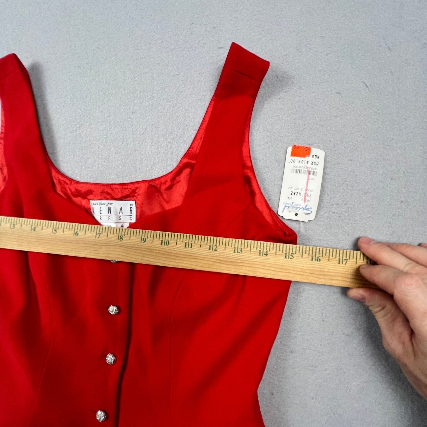 NWT VTG 90s Kenar Jumpsuit Set Women 4 Red 2 Piece Vest Pants Rhinestone