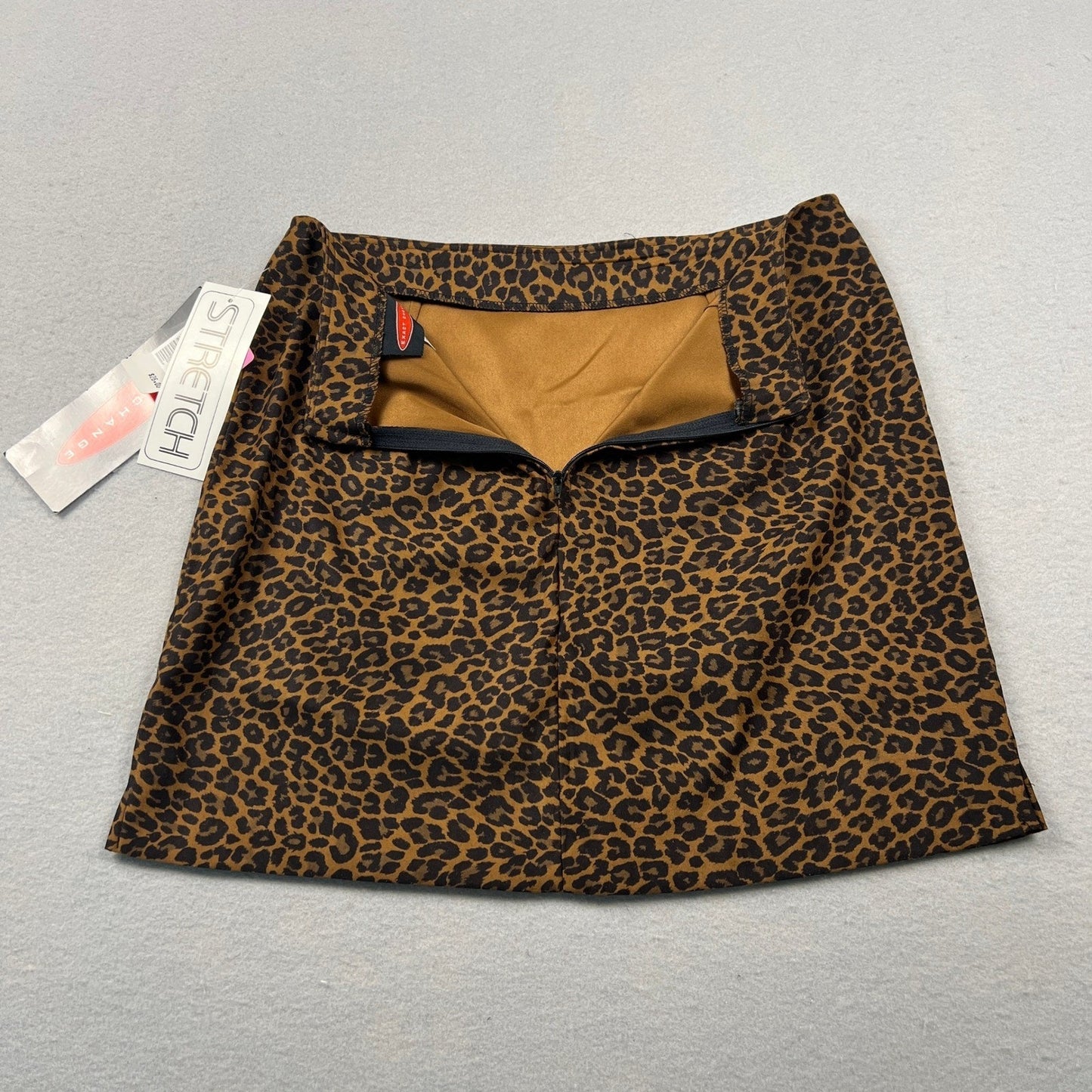 Vtg 90s Y2K Exact Change Mini Skirt Women 9 Brown Leopard Print Stretch A-Line