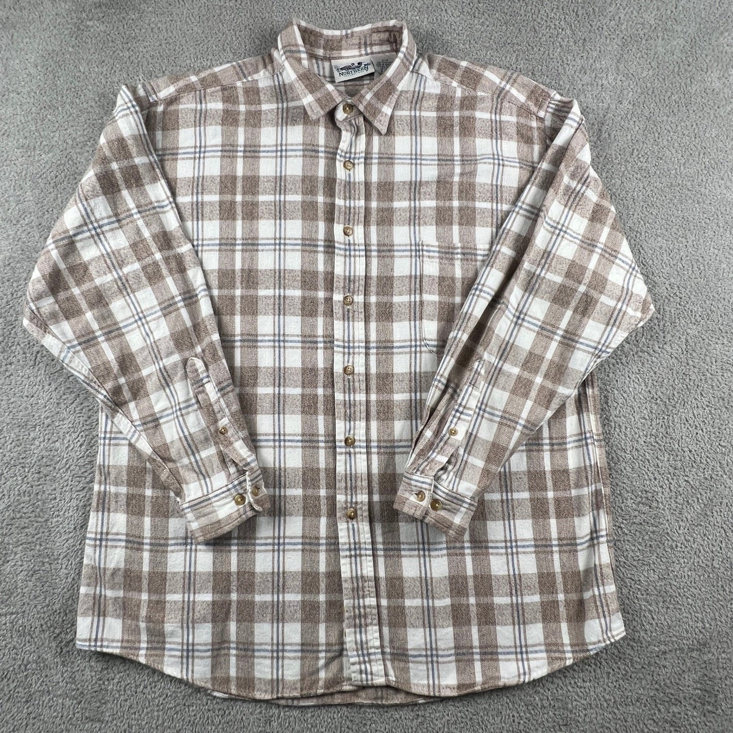 VTG Northern Reflections Flannel Shirt Mens L Plaid Cotton Button Up Gorpcore