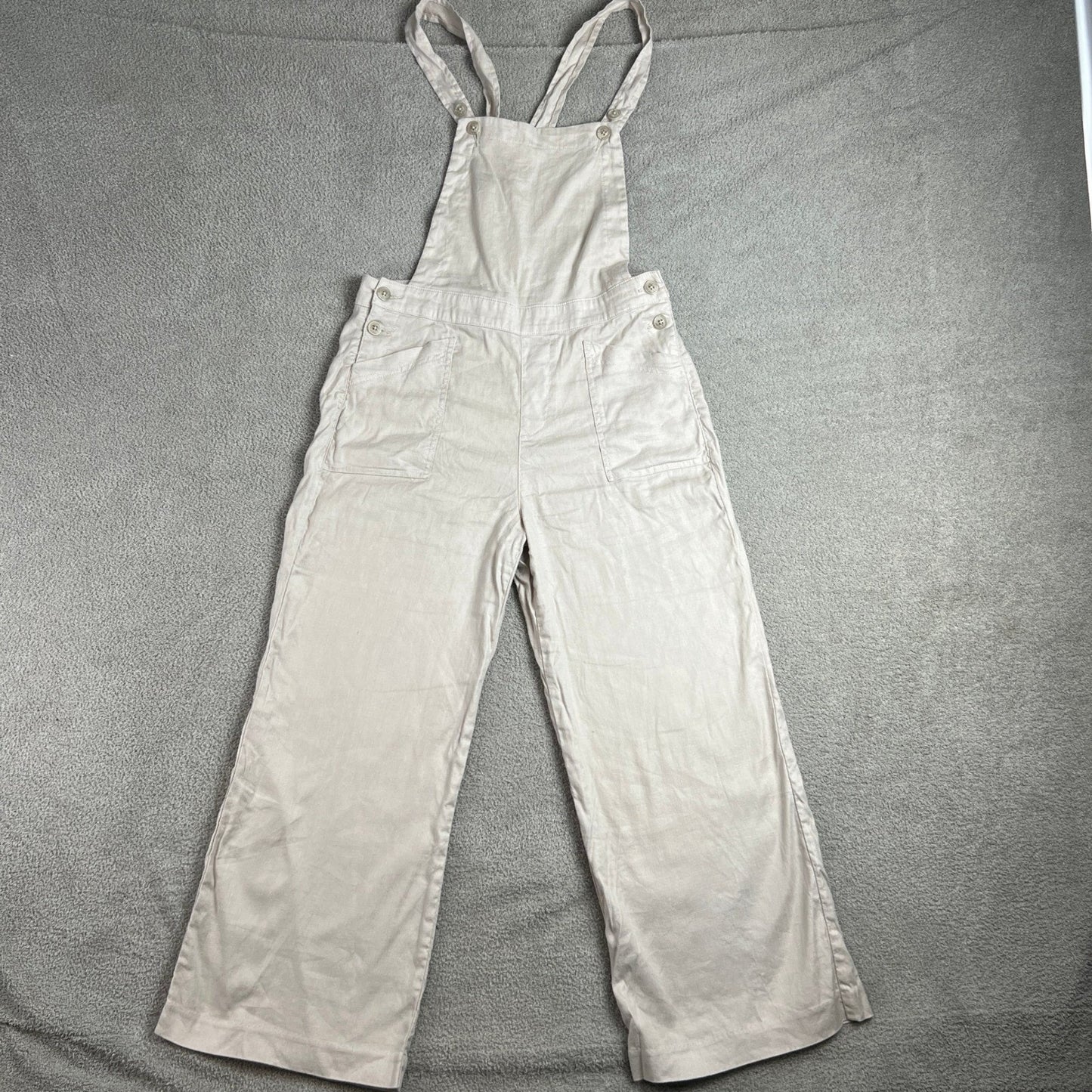 Evereve Overalls Women's Size 28 Linen Blend Wide Leg Cropped Comfy Casual Y2K
