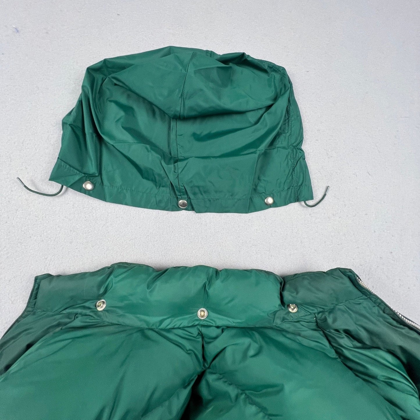 Comfy Goose Down Puffer Jacket Mens XL Green Vintage Seattle Quilt Mfg Hooded