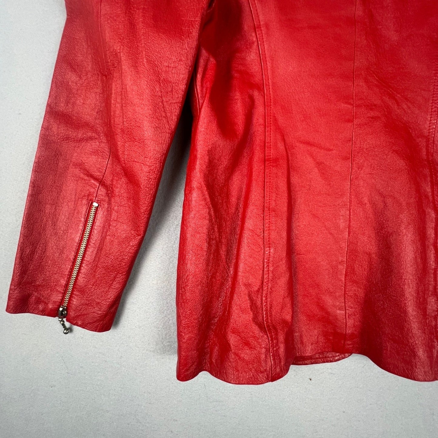 VTG 80s Don't Stop Leather Jacket Women Medium Red Zip Vintage Biker Chic Retro