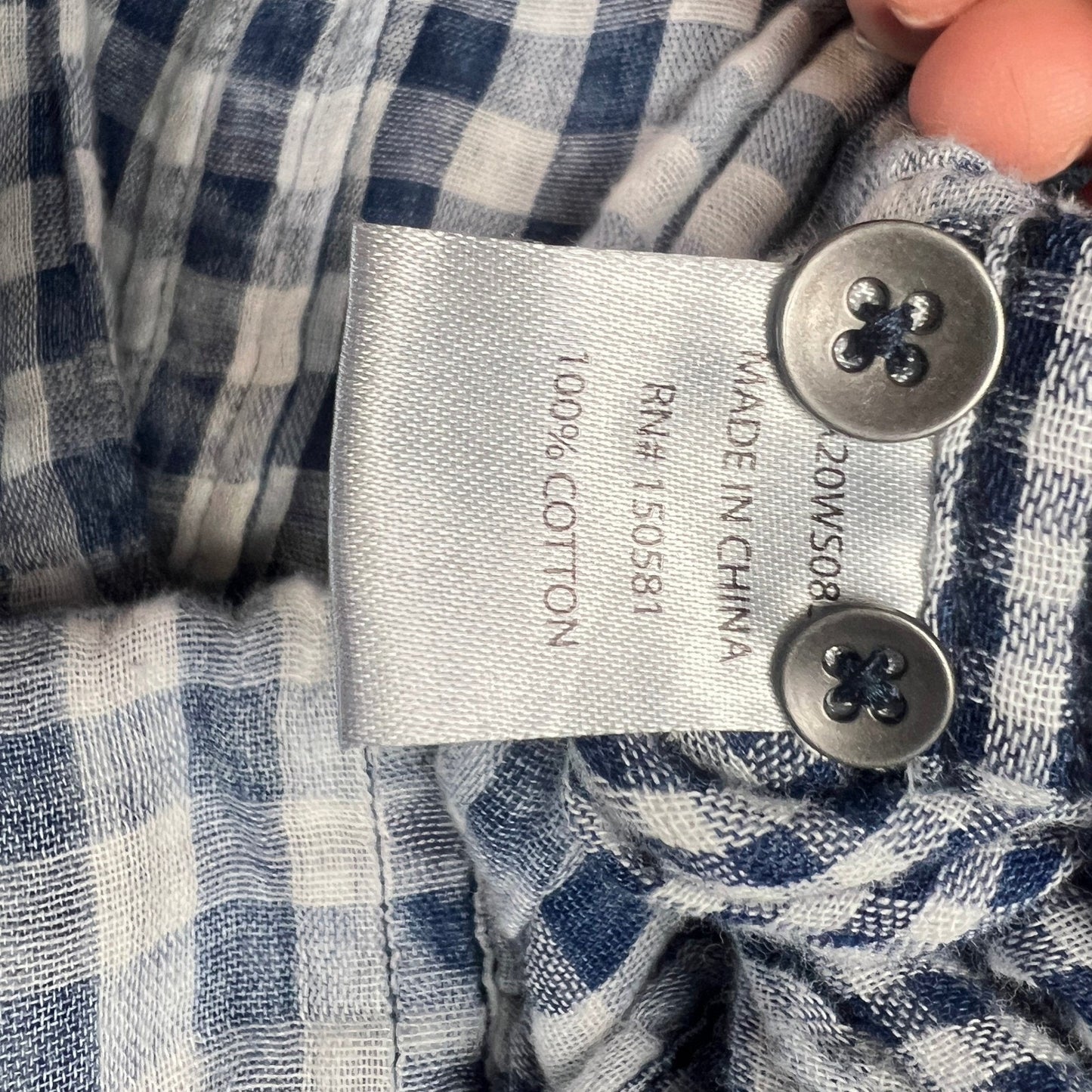 Flag & Anthem Button Down Shirt Men's Medium Gingham Check Long Sleeve