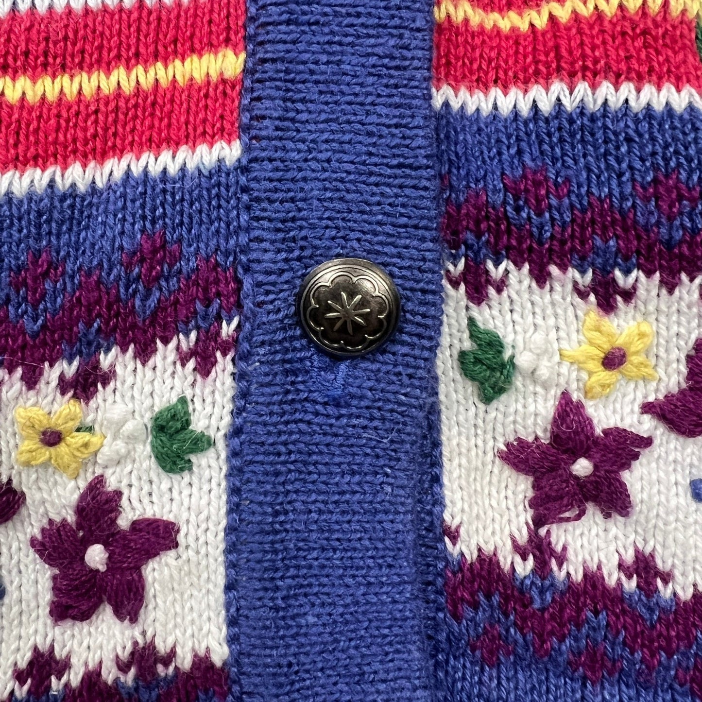 VTG 90s Christopher & Banks Sweater Vest S Embroidered Grandmacore Floral Knit
