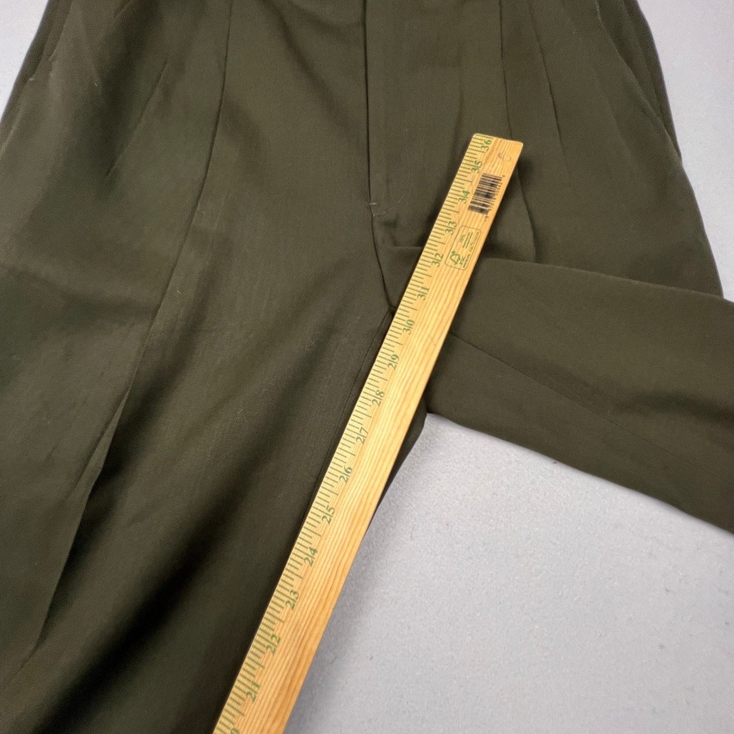 Monsieur by Givenchy Dress Pants Mens 33 Olive Green Pleated Cuffed Vintage Luxe