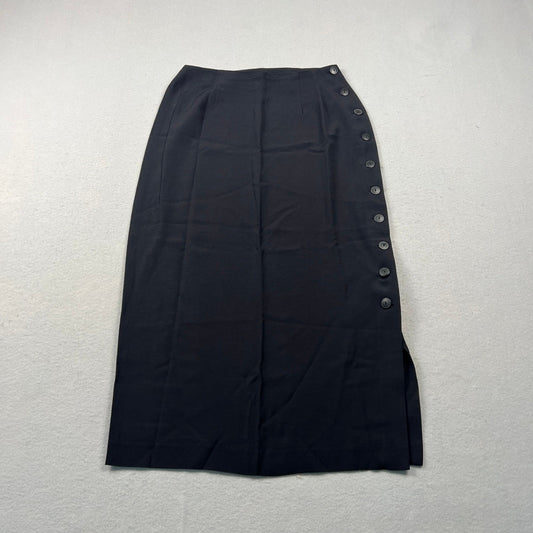 VTG 90s Lasting Impressions Maxi Skirt 8 Black Side Button Slit High Waist