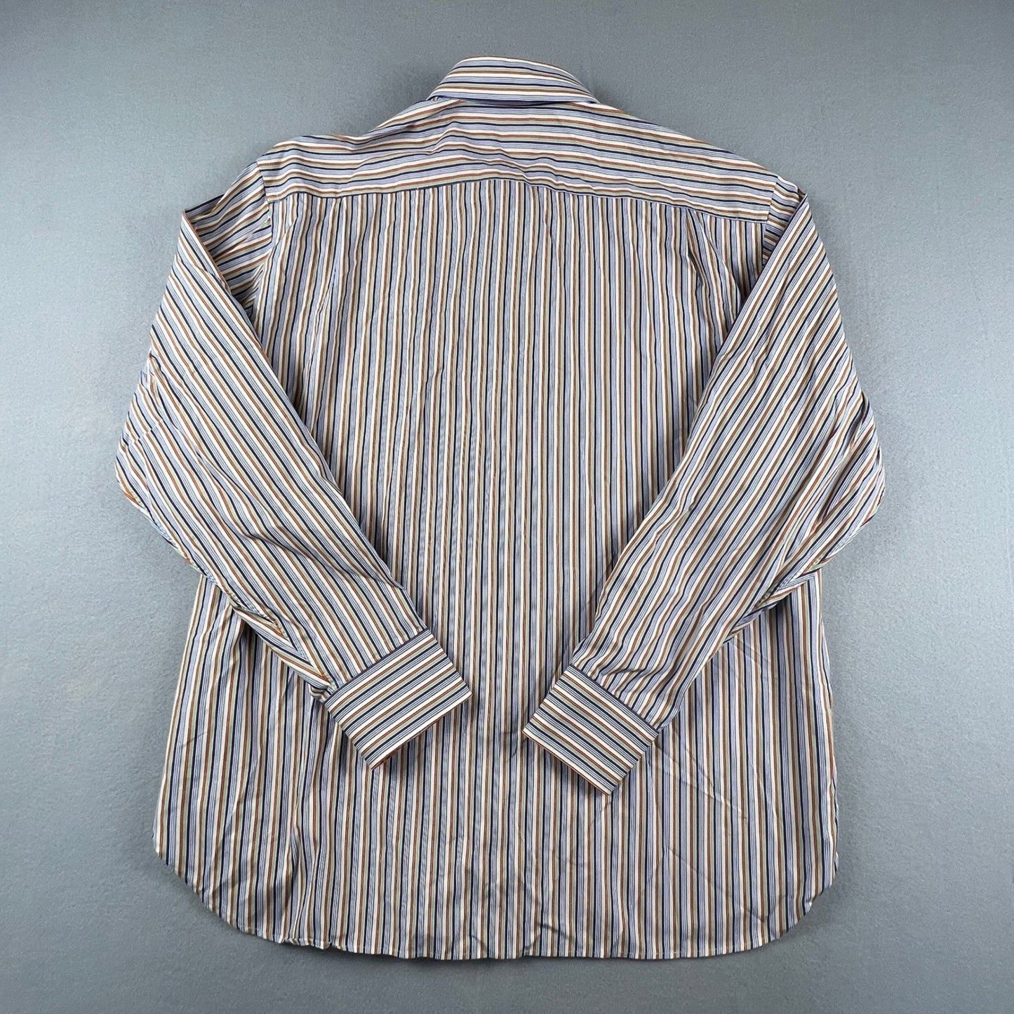 VTG J.Crew Button Down Shirt Mens L Color Stripe 100s 2 Ply Hong Kong Business