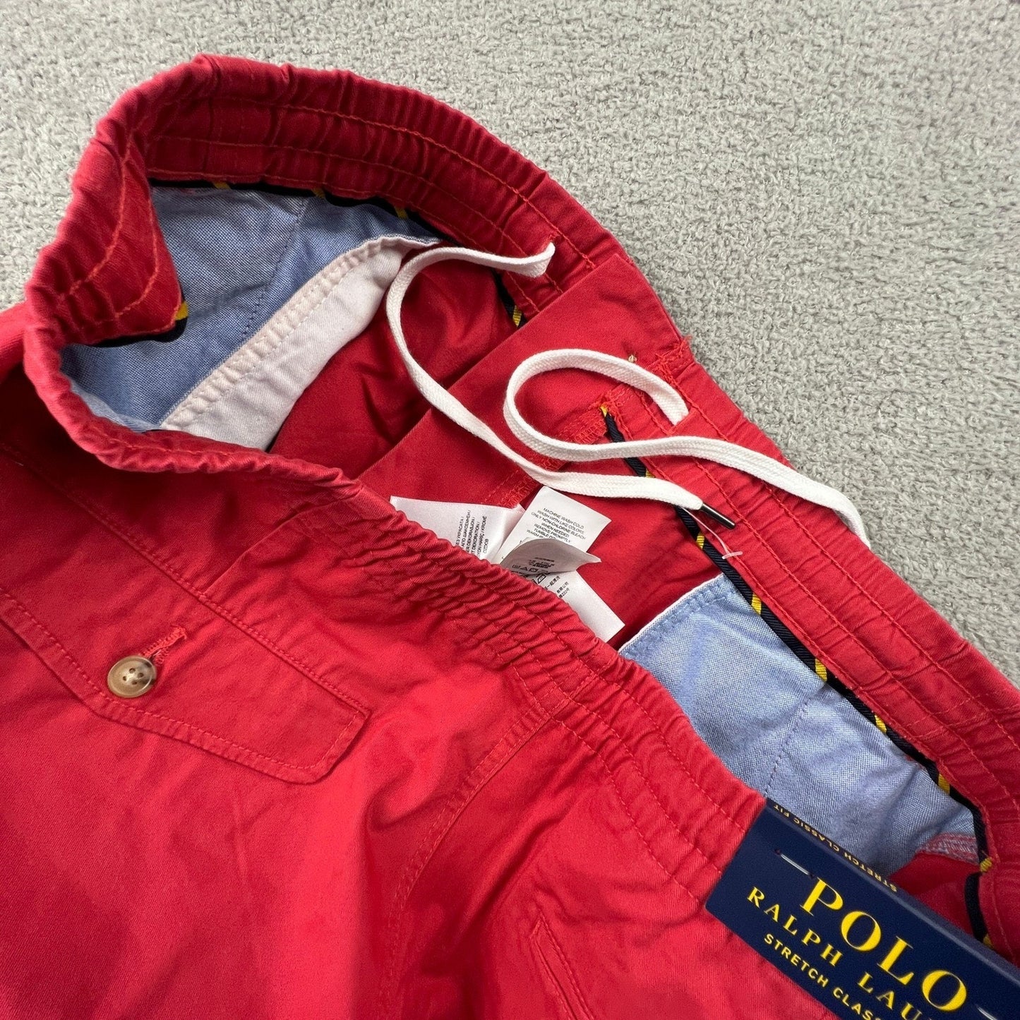 Polo Ralph Lauren Shorts Mens XXL Red Stretch Classic Fit Elastic Waist Chino