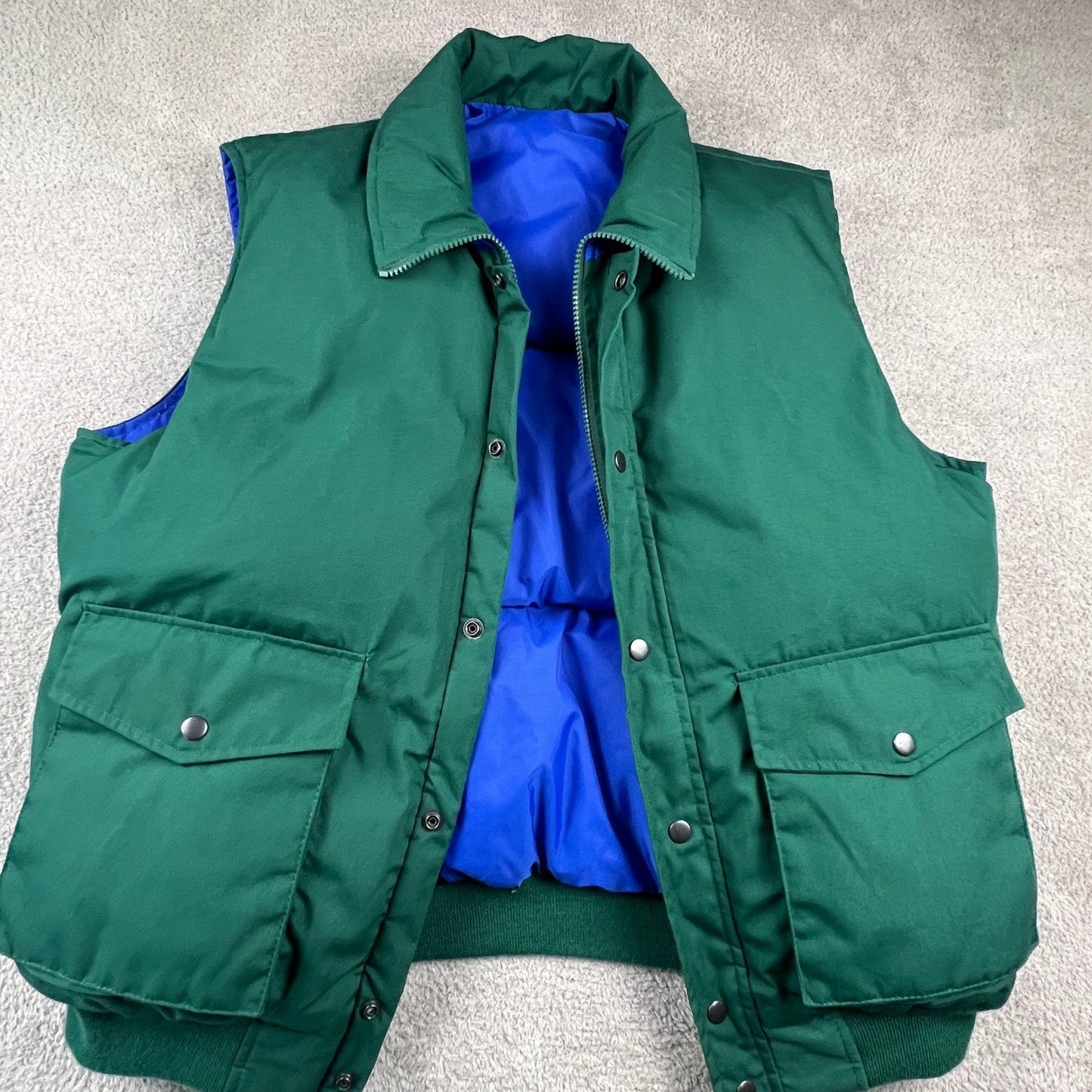 Outdoor Exchange Reversible Puffer Vest Mens XL Green Blue Down Gorpcore Hiking