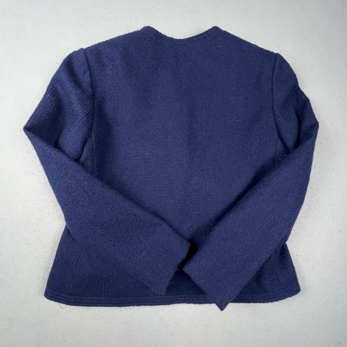 VTG Young Traditions Blazer Women 14 Navy Blue Gold Button Wool Blend Preppy