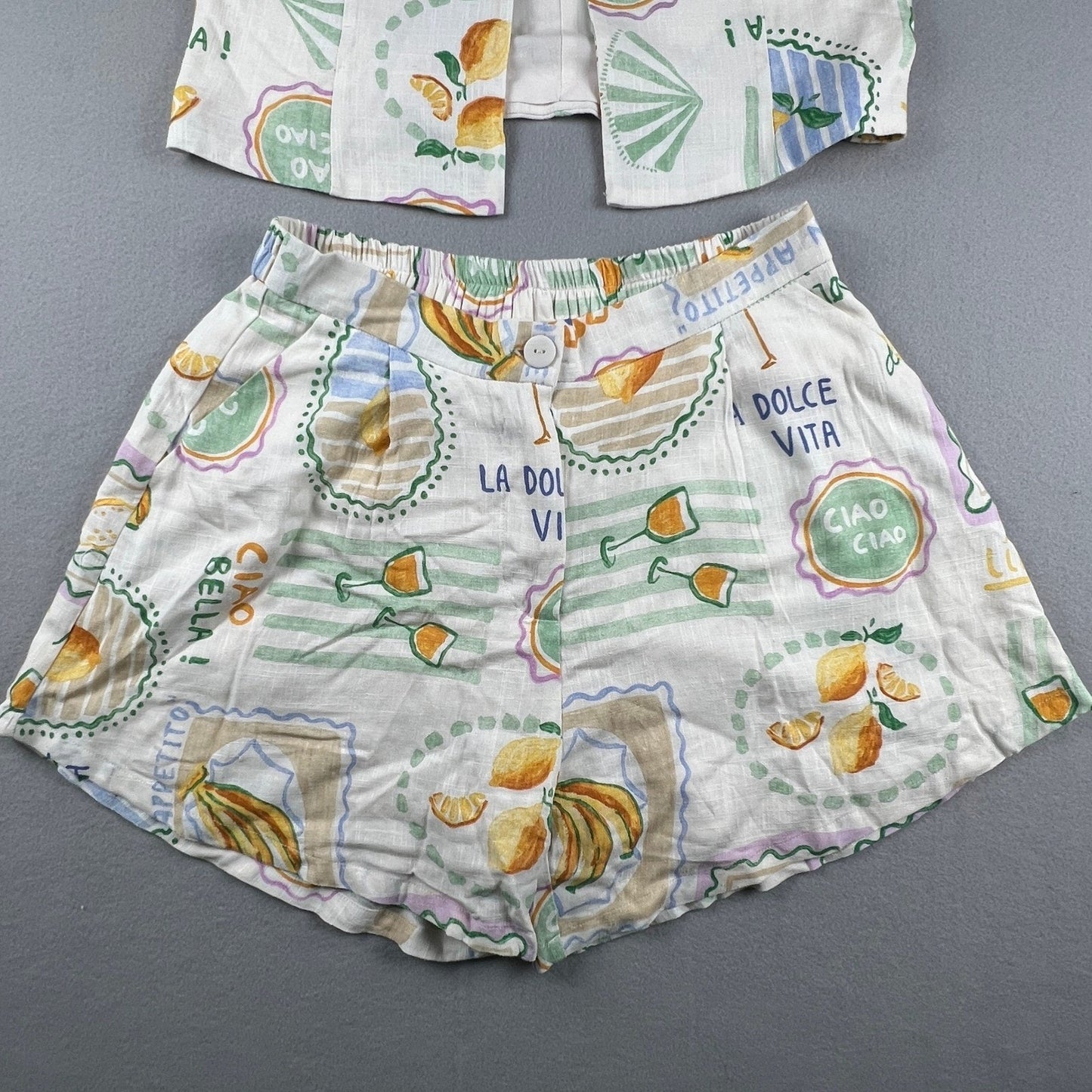 Paper Heart Anthropologie Set Women Large Linen Blend Retro Summer Italy