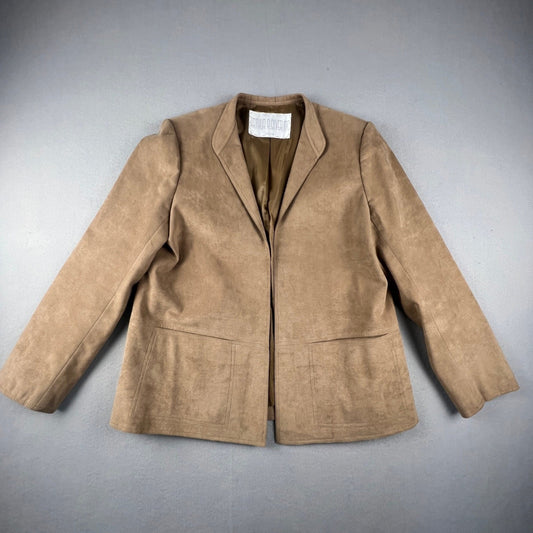 Vintage Ultrasuede Blazer Women Medium Tan Professional Baron Peters Luxury
