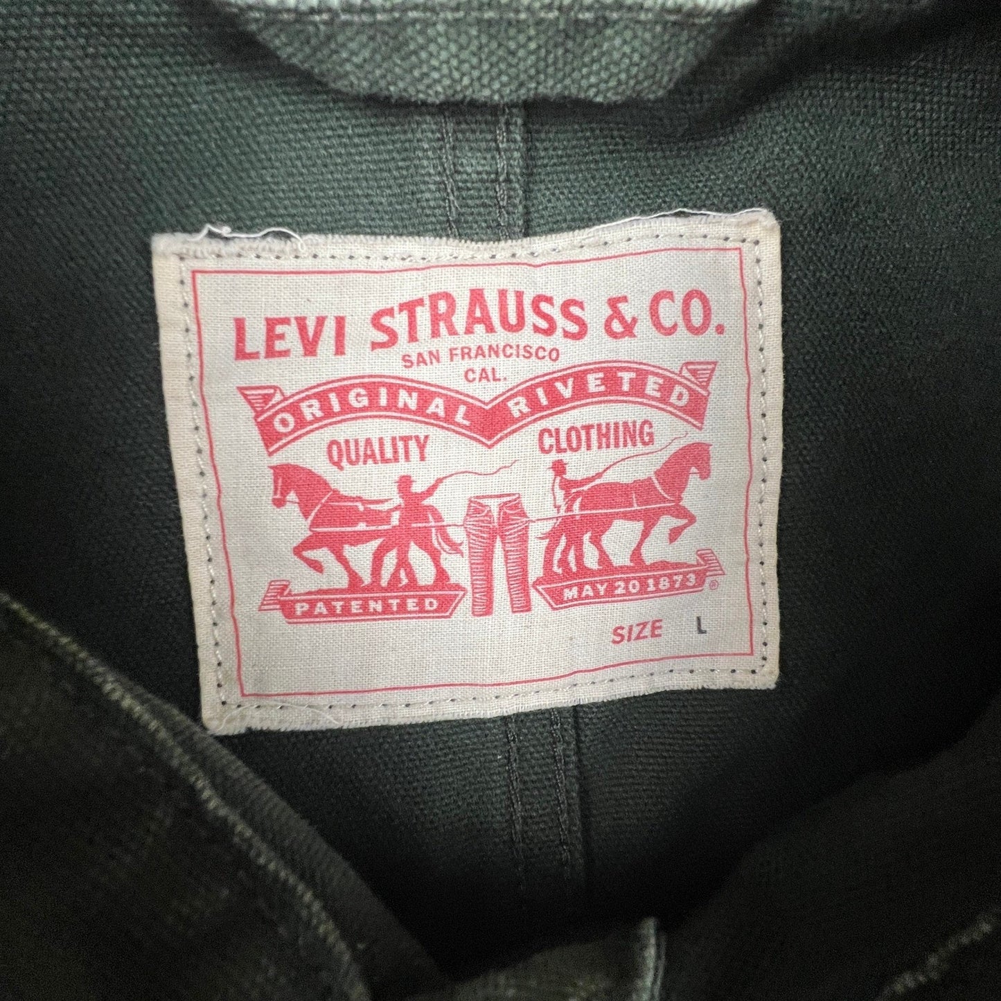 Levi's Chore Coat Men Large Green Canvas Utility Jacket Workwear Chore Coat