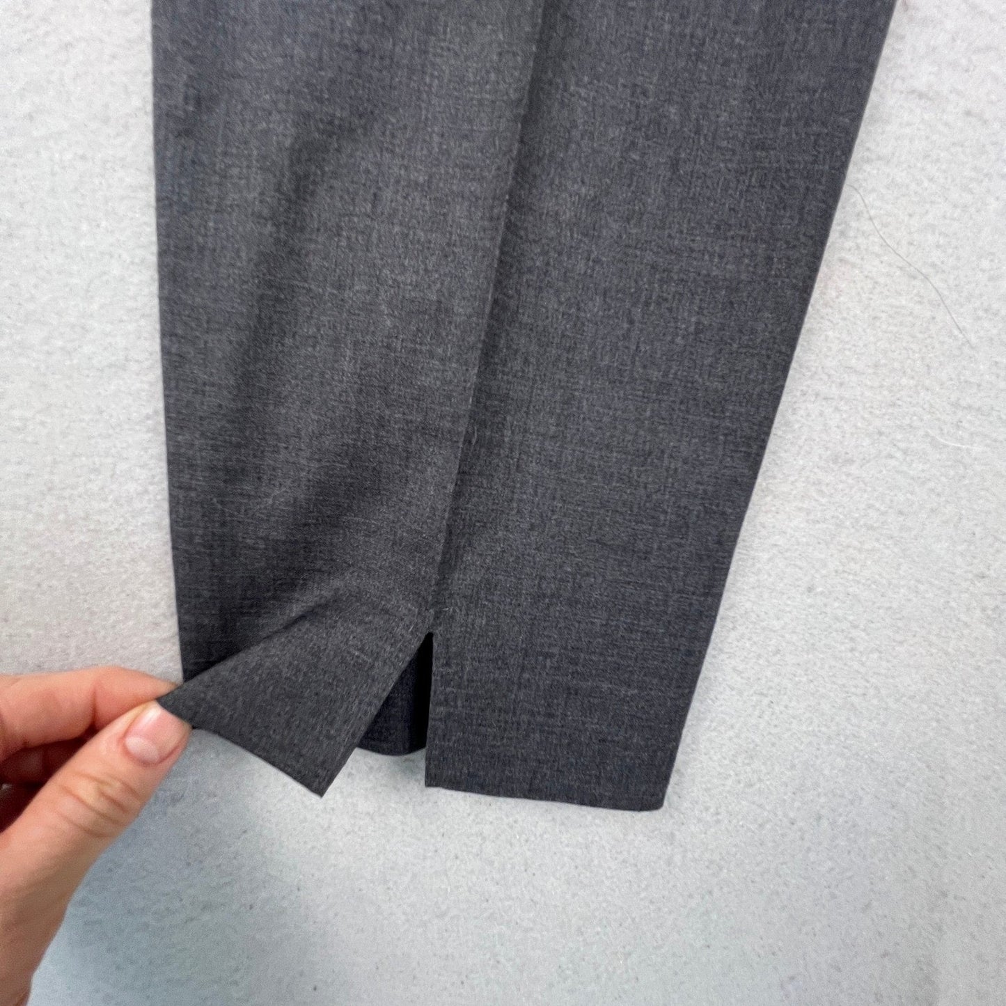 Brooks Brothers Dress Pants Womens 10 Grey Tollegno 1900 Wool Side Zip Split Hem