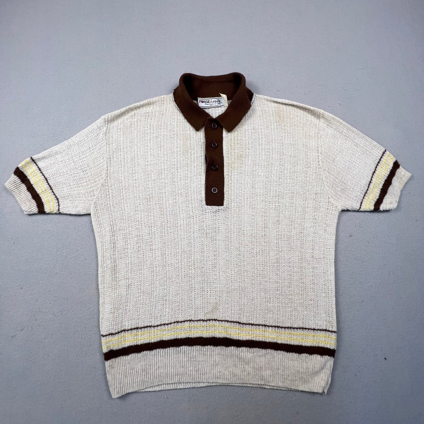 Forge Ltd Munsingwear Knit Polo Mens XL Paper Thin Linen Blend Vintage Retro