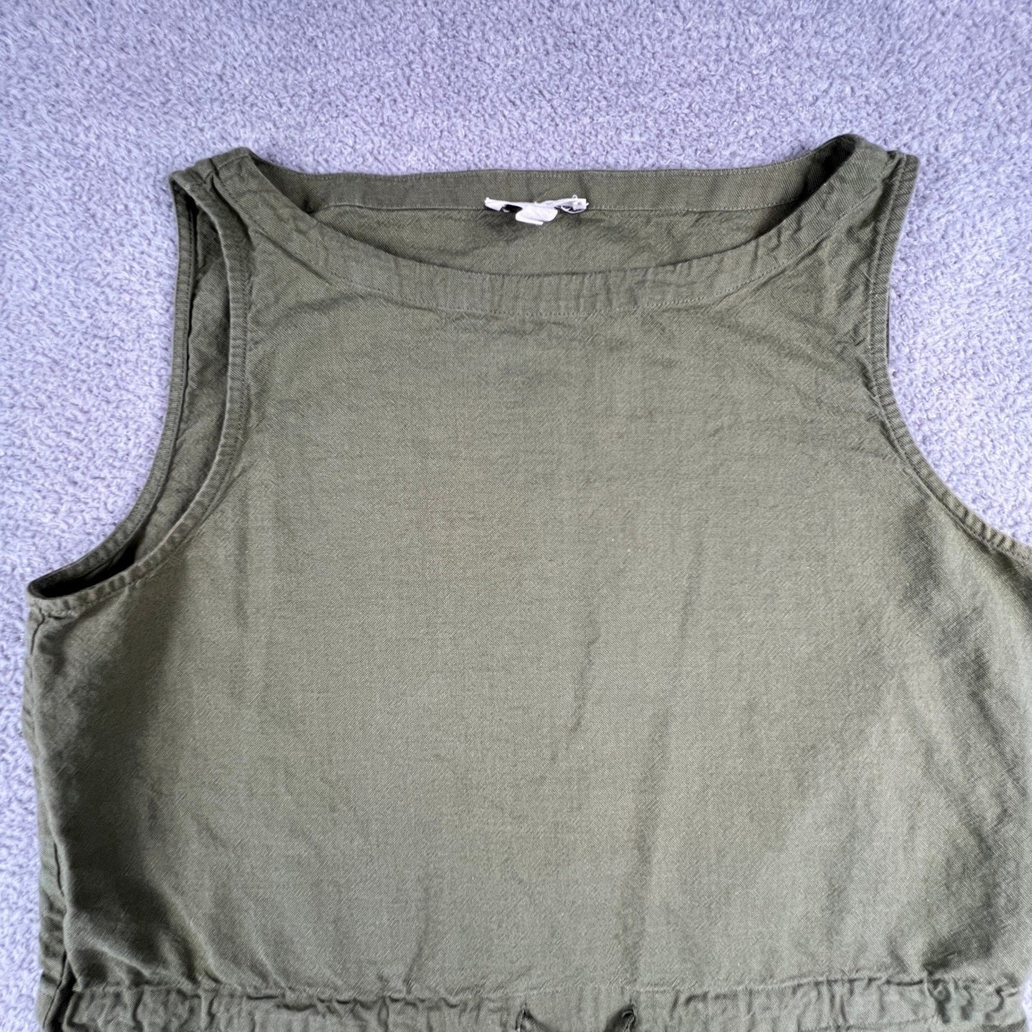 Eileen Fisher Organic Cotton Dress Small Olive Green Minimalist Classic Summer