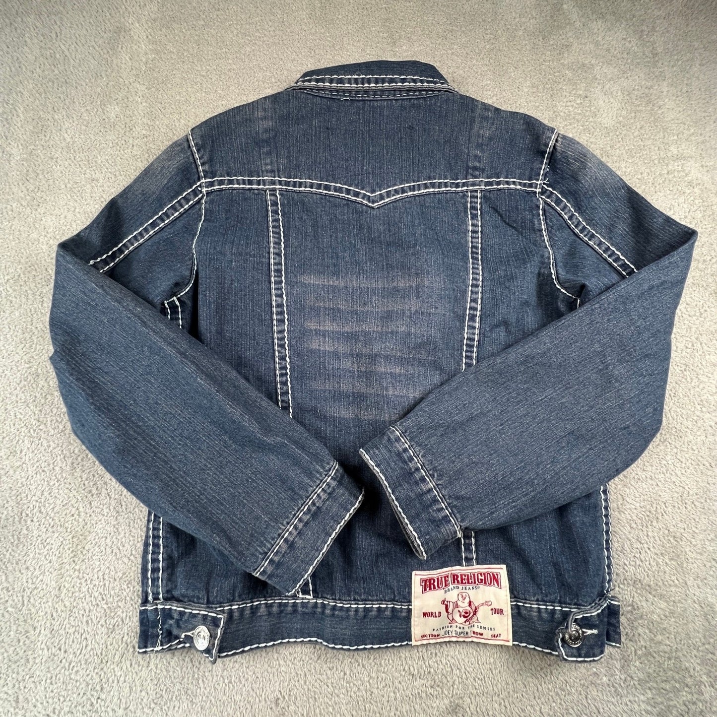 True Religion Denim Jacket Mens 3XL Blue Joey Super T Big Stitch Western Y2K