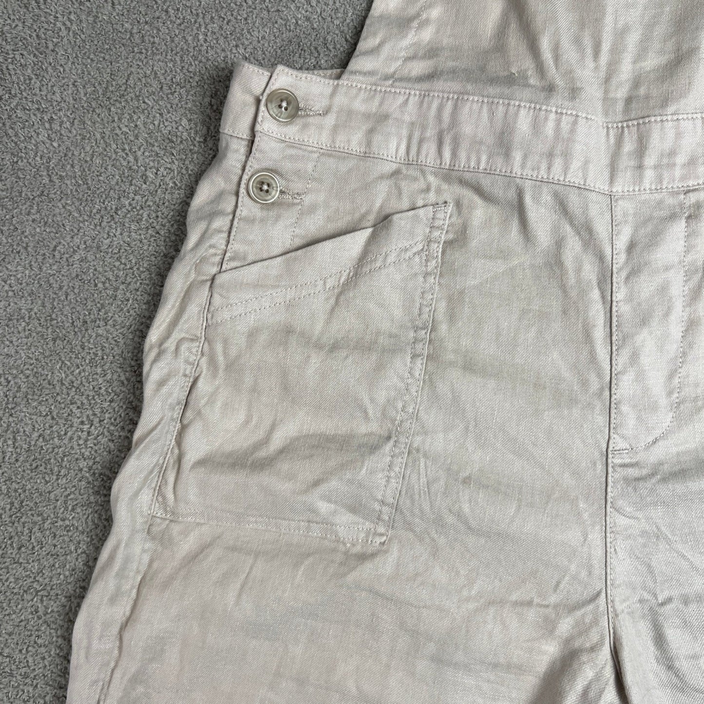 Evereve Overalls Women's Size 28 Linen Blend Wide Leg Cropped Comfy Casual Y2K